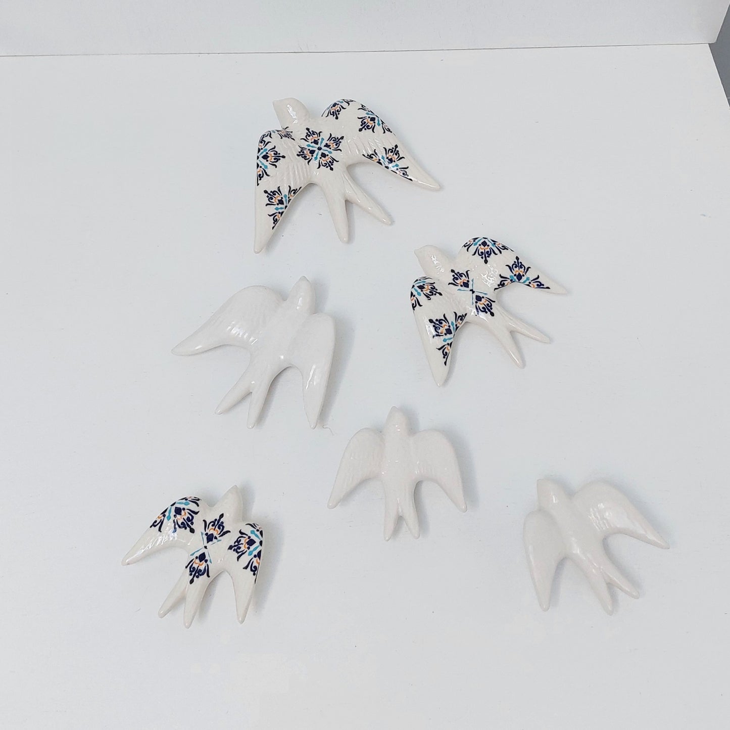 Ceramic Swallows Azulejo Satin White