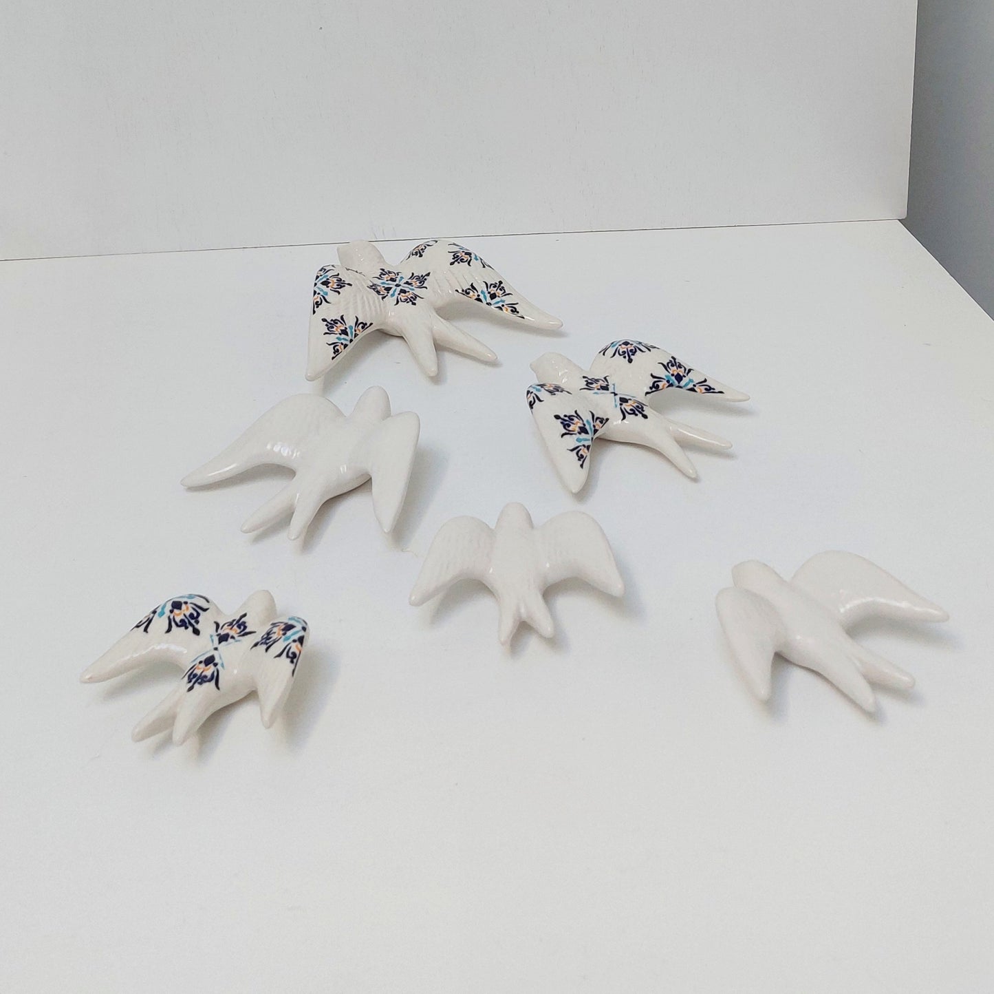 Ceramic Swallows Azulejo Satin White