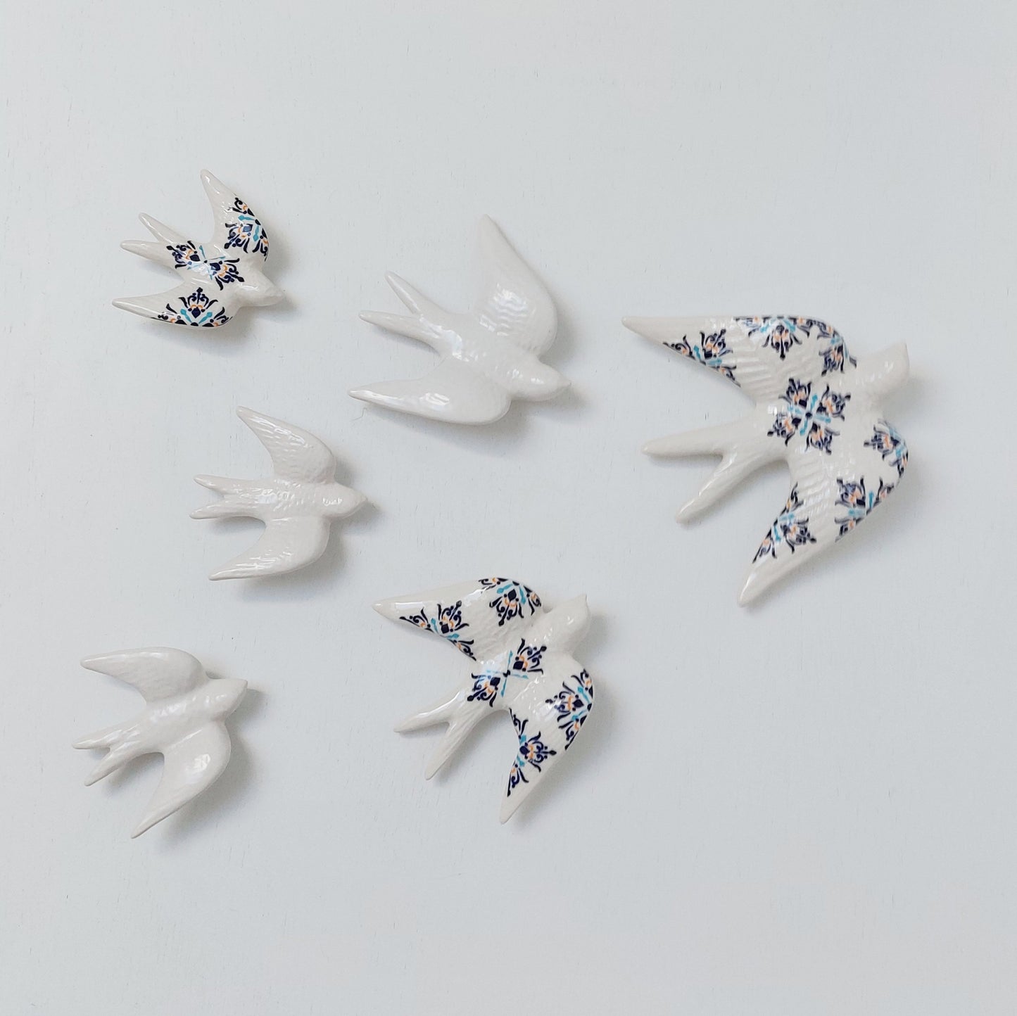 Ceramic Swallows Azulejo Satin White