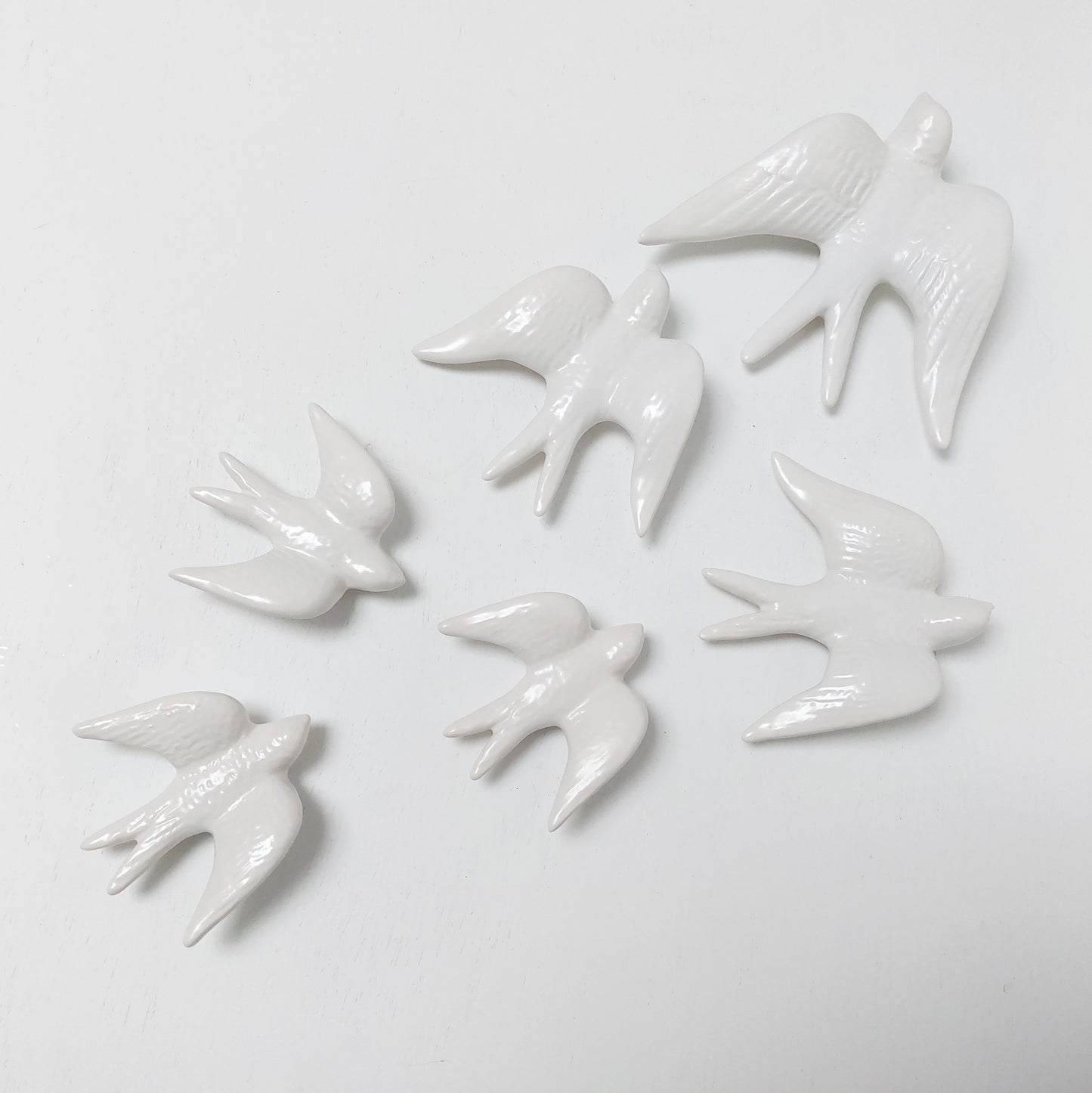Ceramic 6 Swallows Satin White