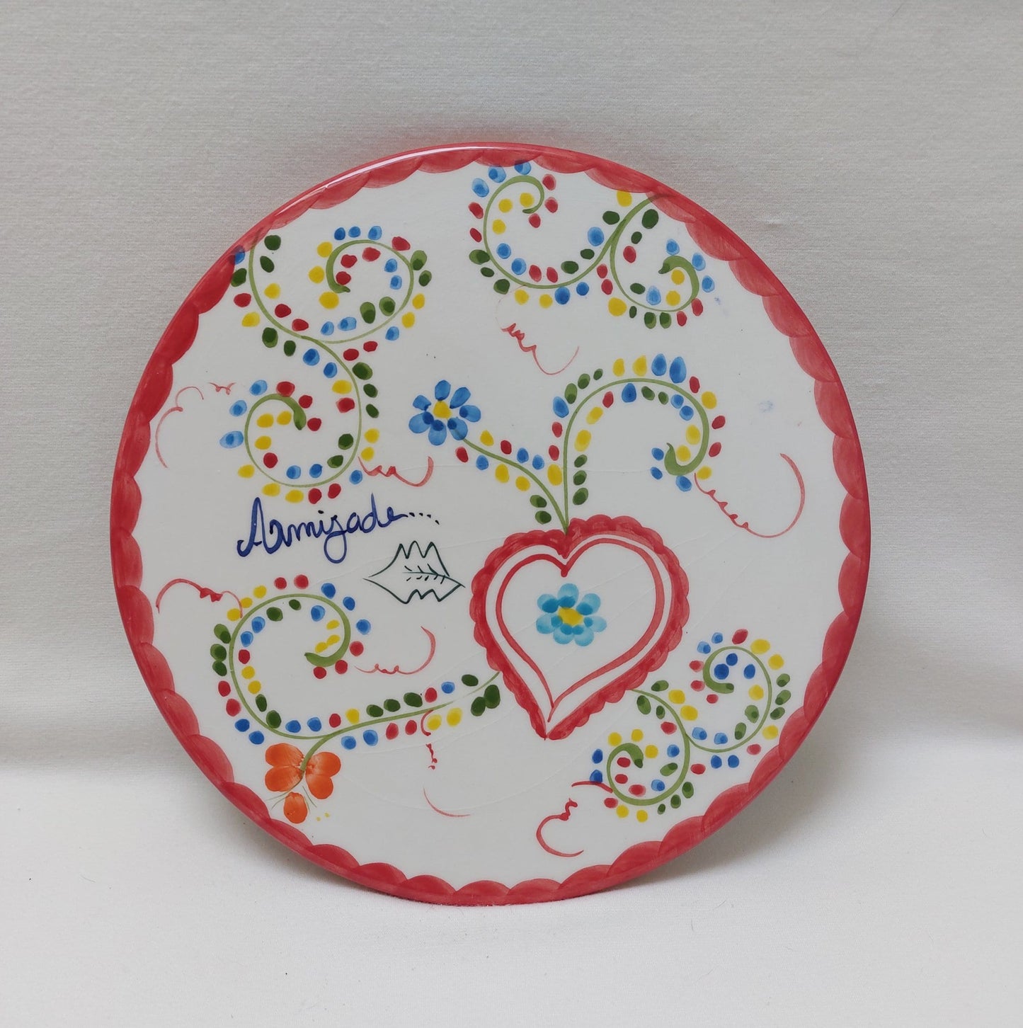 Ceramic trivet, Hand painted ceramic trivet, Portuguese Ceramic hand painted trivet,