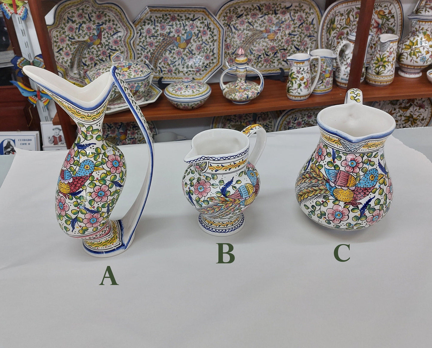 Ceramic water jug, Hand Painted Ceramic Jug, Wedding gift, Singular Gift, Wine ceramic jug, Portuguese Hand Painted Ceramic