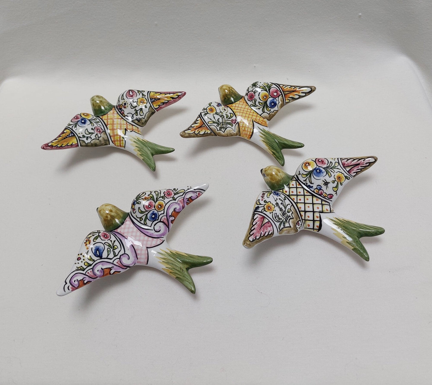 4 Ceramic swallow, Original Gifts, Portuguese ceramic swallow, Portuguese ceramics, Ceramic Wall Decor, Hand painted ceramic swallows,