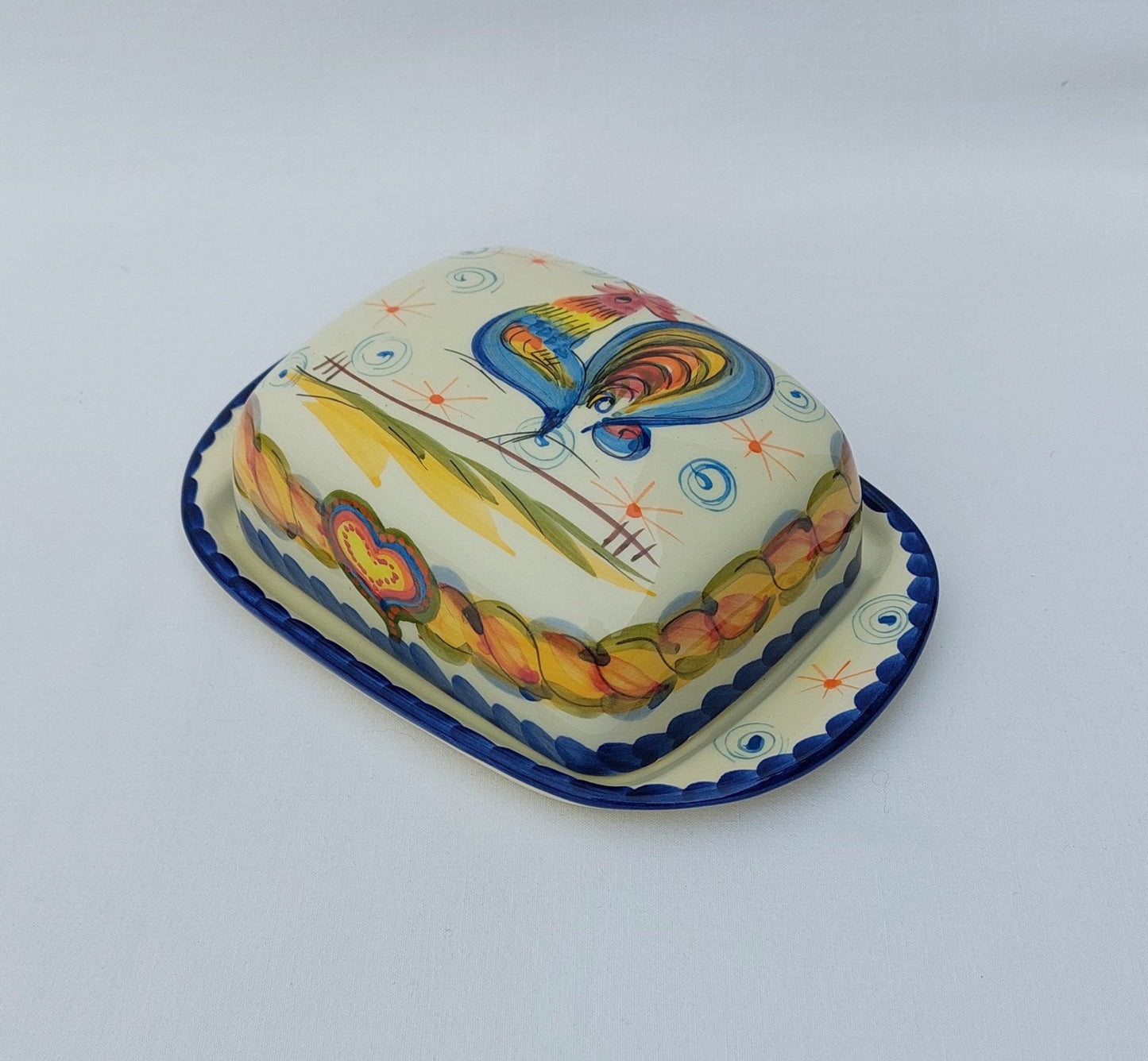 Butter Dish | Covered butter dish| Pottery butter dish| Ceramic Cheese Dish | Spread Dish | Portuguese Hand Painted Ceramics