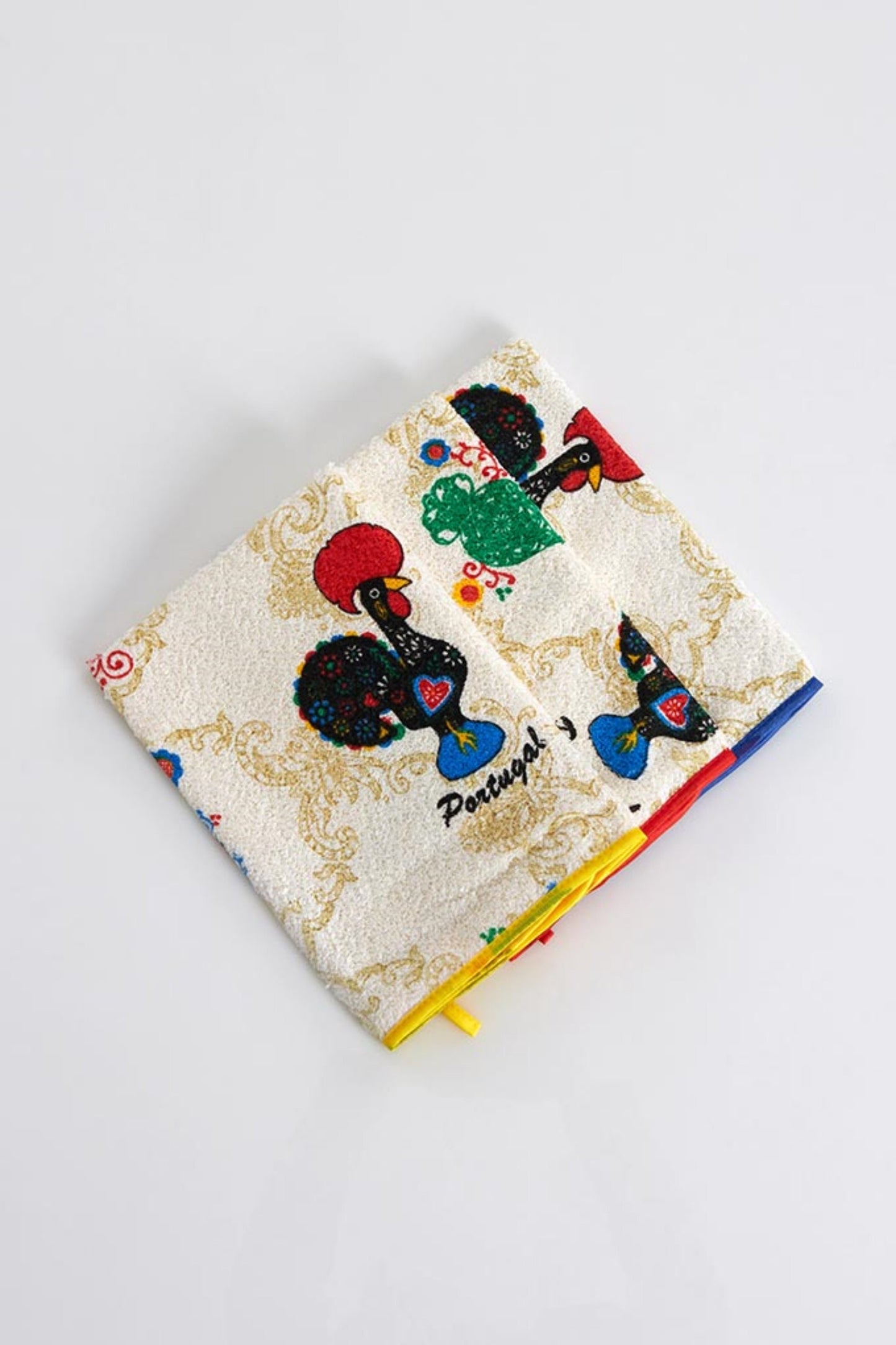 Portuguese Rooster Cotton Kitchen Cloths, Portugal Terry Towels, Set of 3