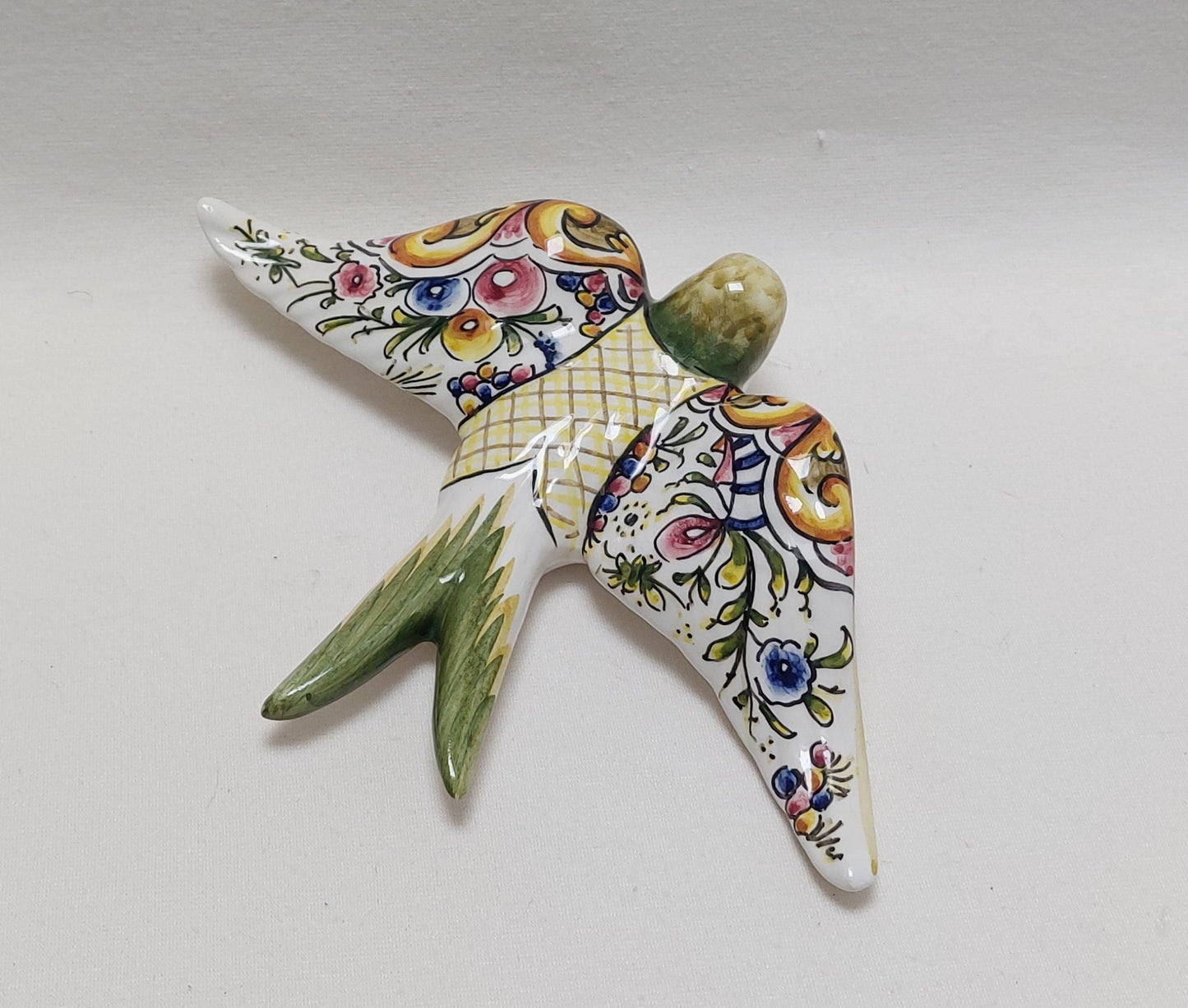 Hand-Painted Ceramic Swallow, Portuguese Wall Decor
