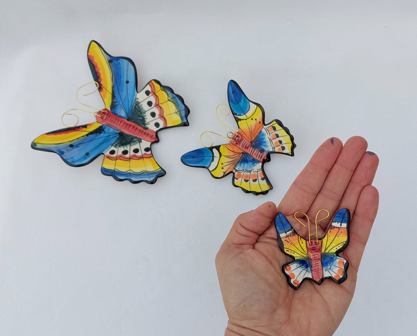 Ceramic Butterfly Set | Decorative Butterfly | Hand painted ceramic butterfly| Butterfly wall decoration