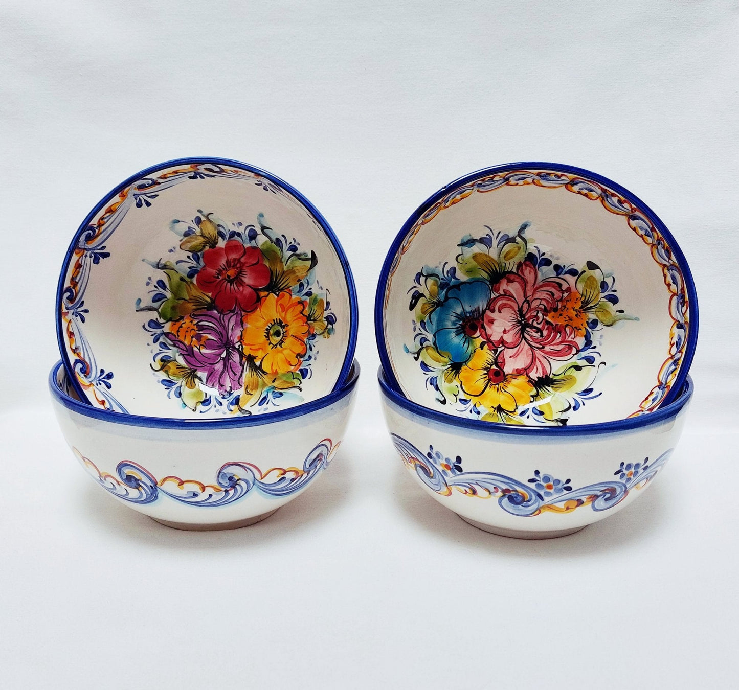Set 4 Ceramic Bowls, Bowl for soup, Bowl for Cereal, Bowls Kitchen, Ceramic Bowls set 4, Hand Painted Ceramic Bowls, Portuguese Ceramic