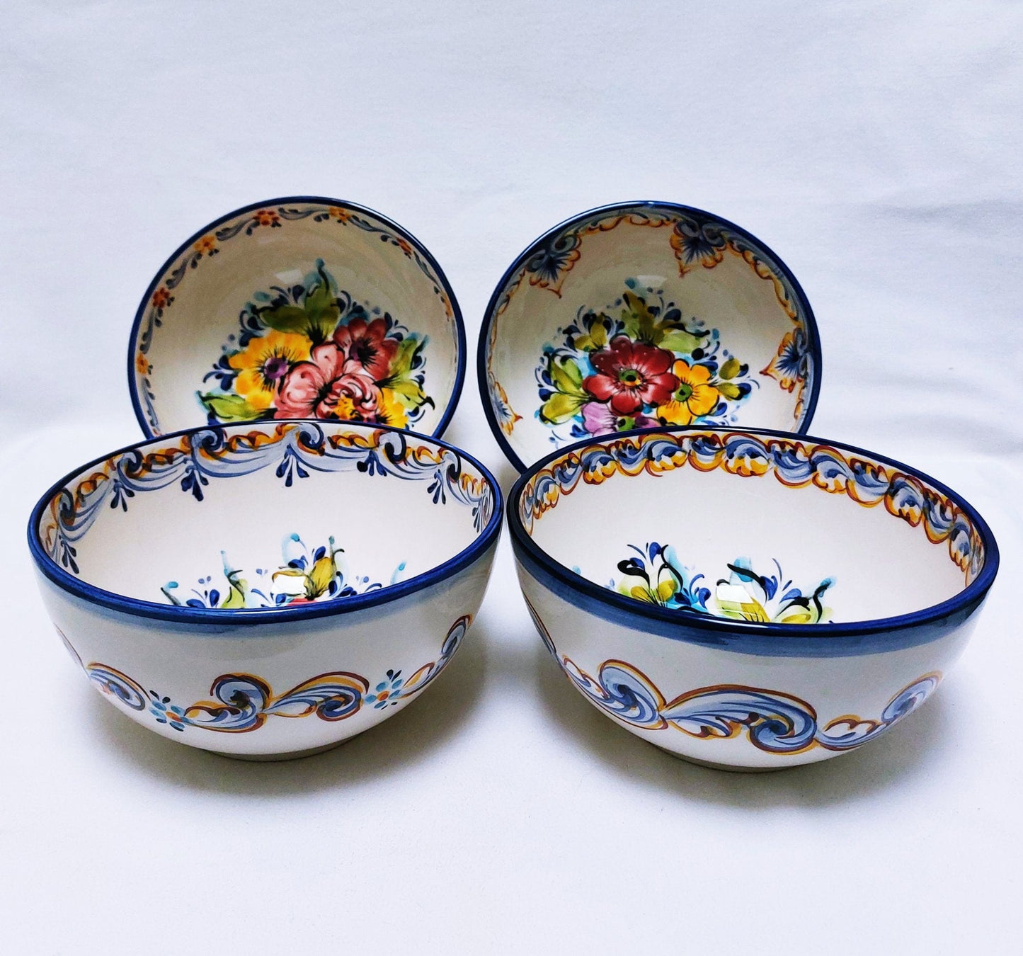 Set 4 Ceramic Bowls, Bowl for soup, Bowl for Cereal, Bowls Kitchen, Ceramic Bowls set 4, Hand Painted Ceramic Bowls, Portuguese Ceramic