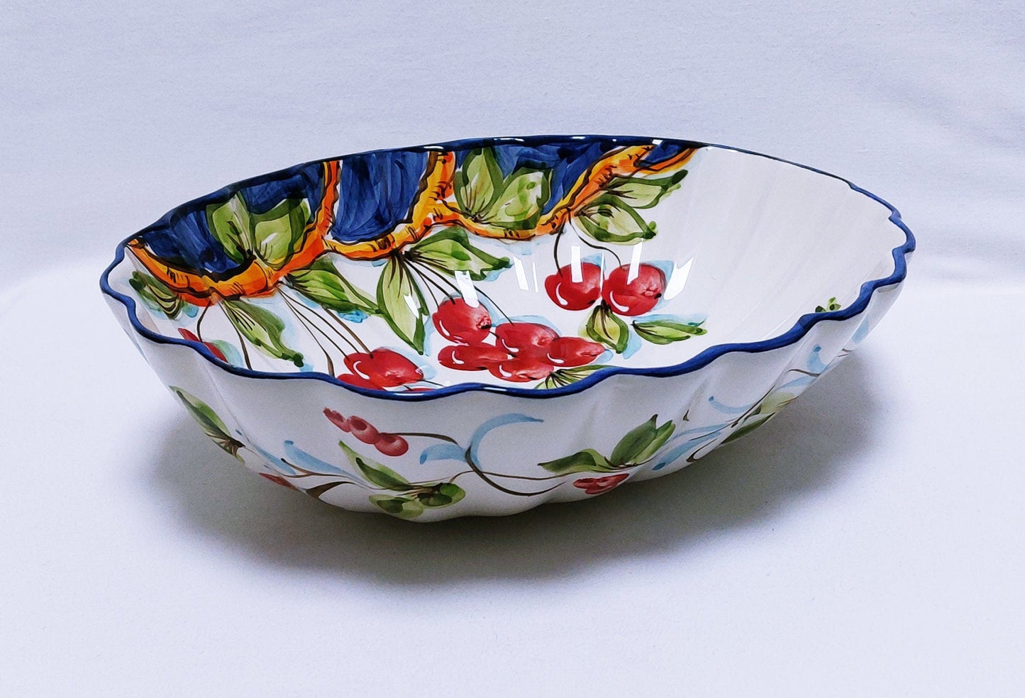 Decorative Tray for dining table| Salad tray| Serving tray| fruit tray| Oval ceramic tray| Portuguese hand painted ceramic