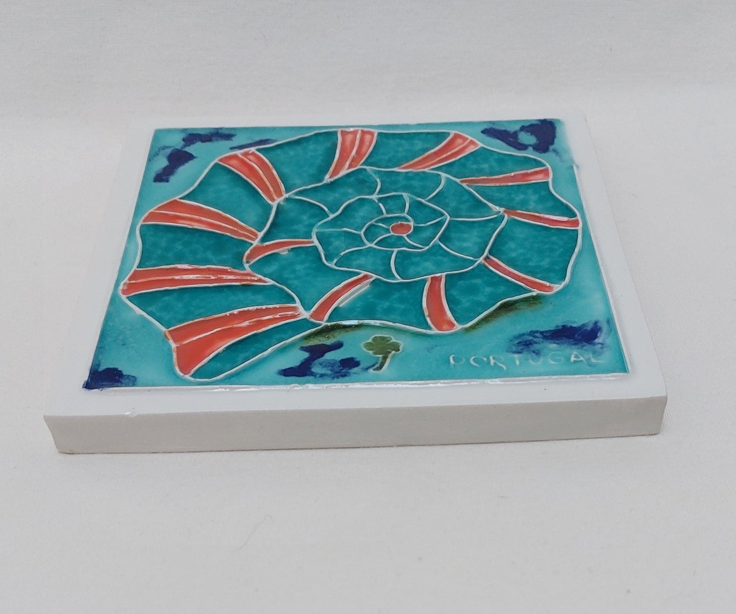Portuguese Relief Tile, Seashell Tile, Hand Painted Relief Tile, Hand Painted Wall Decor, Marine Art, Portuguese Ceramic Tile