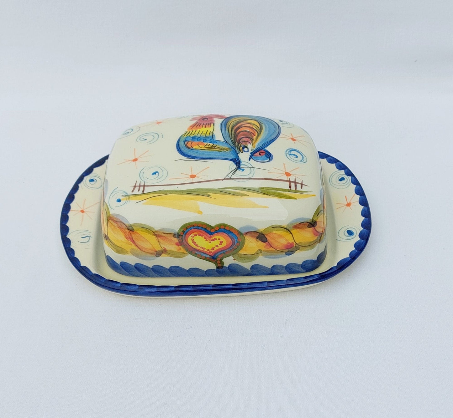 Butter Dish | Covered butter dish| Pottery butter dish| Ceramic Cheese Dish | Spread Dish | Portuguese Hand Painted Ceramics