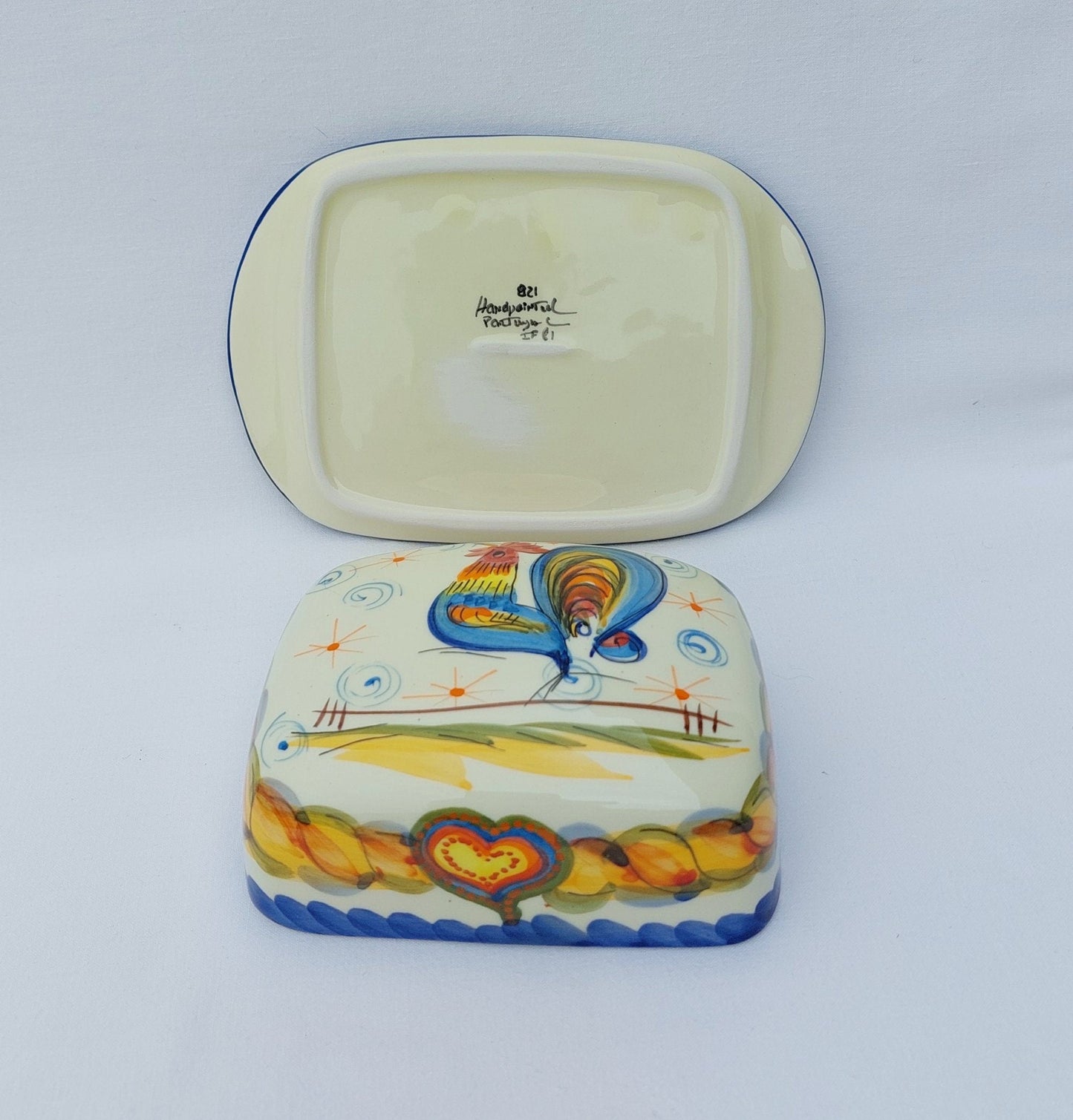 Butter Dish | Covered butter dish| Pottery butter dish| Ceramic Cheese Dish | Spread Dish | Portuguese Hand Painted Ceramics