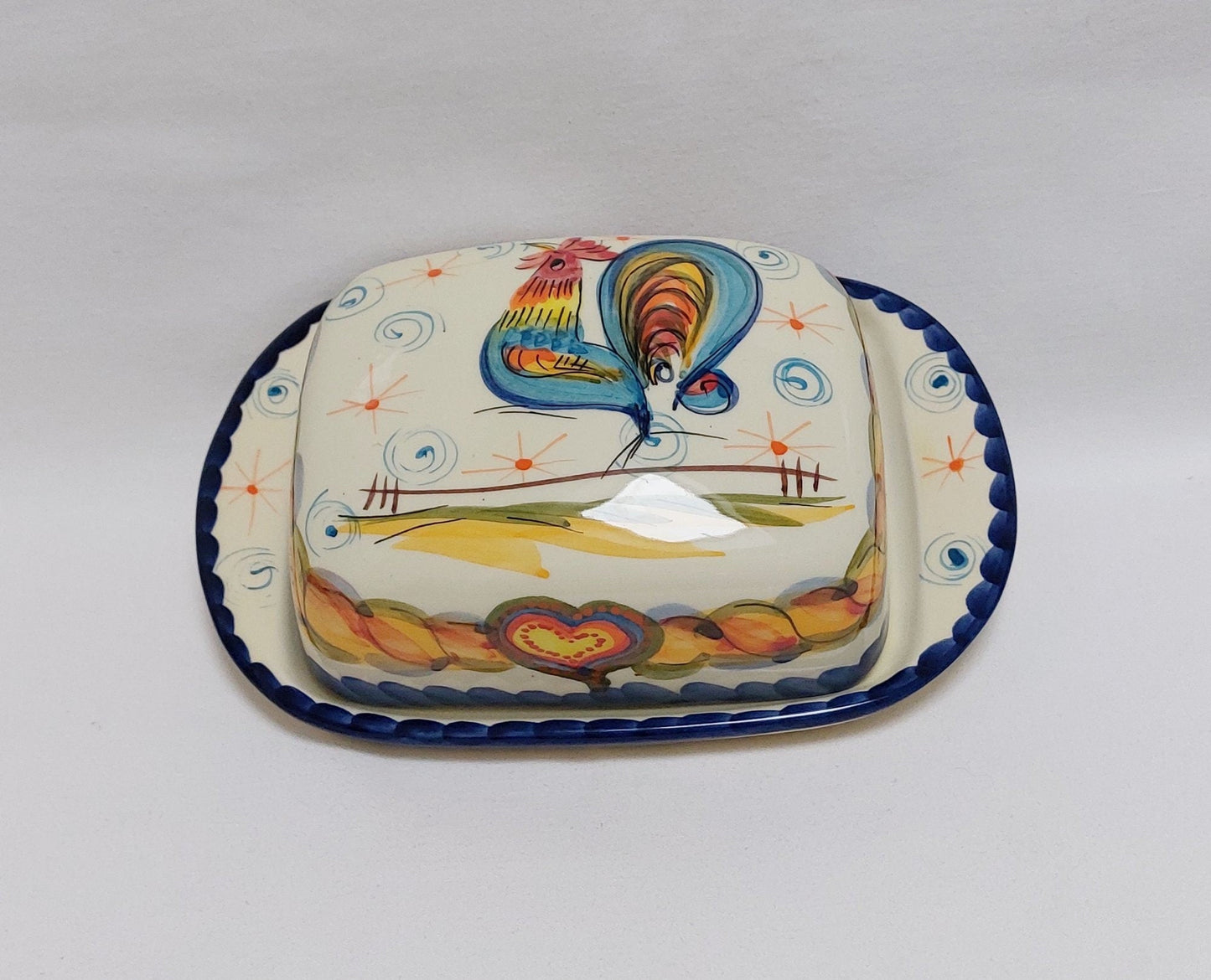 Butter Dish | Covered butter dish| Pottery butter dish| Ceramic Cheese Dish | Spread Dish | Portuguese Hand Painted Ceramics