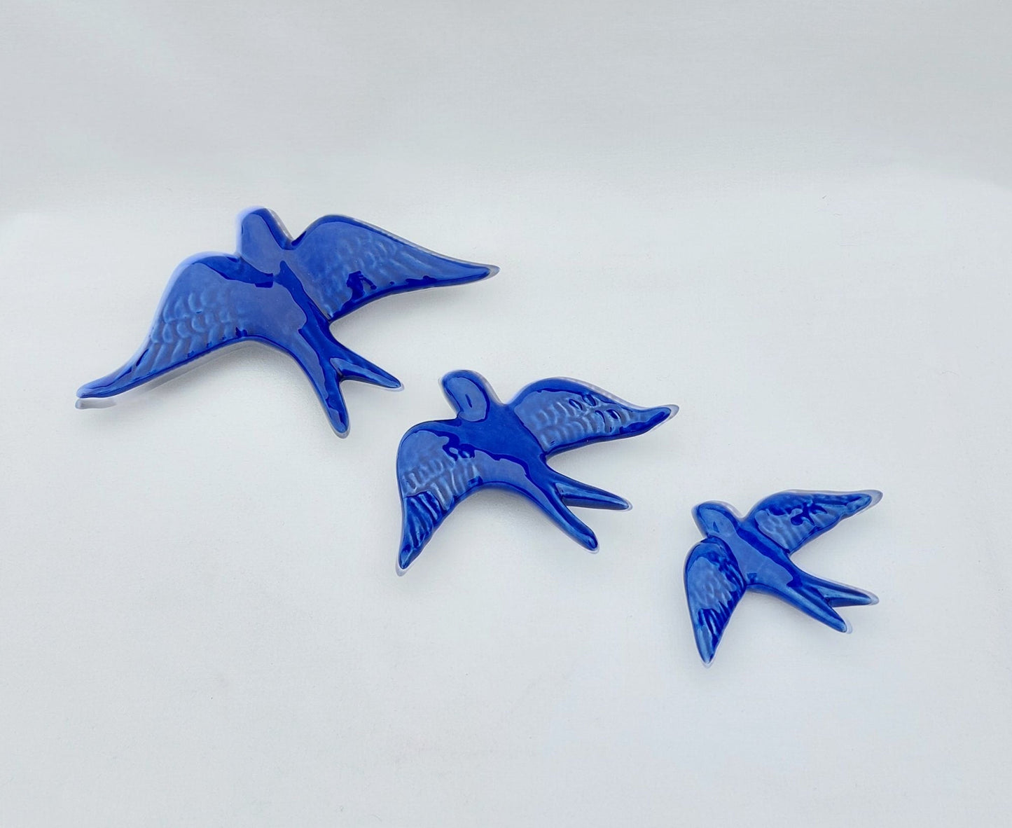3 Set Ceramic swallow, Ceramic birds, Portuguese ceramic swallow, Ceramic Birds Wall Decor, Hand painted ceramic swallows,