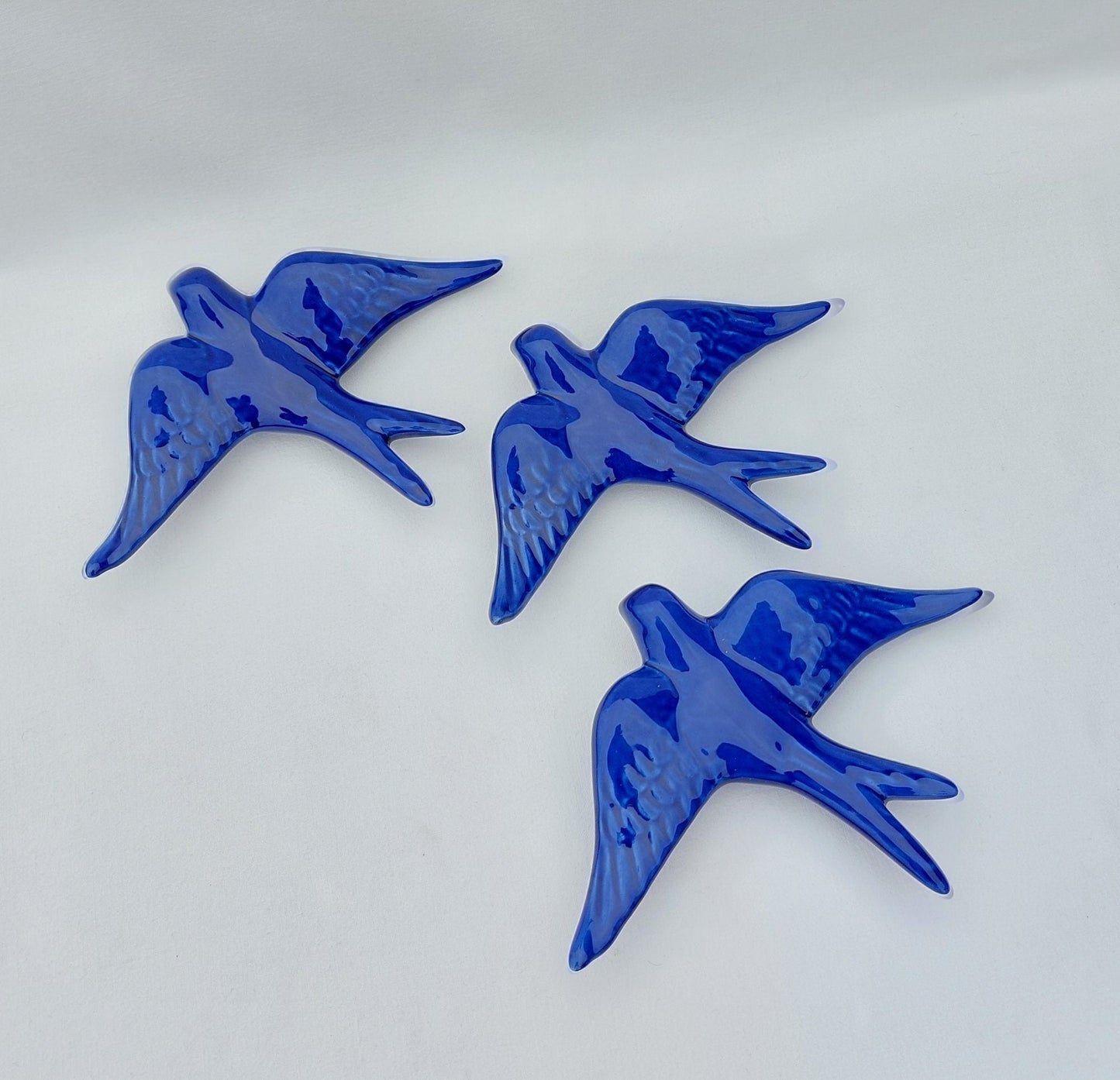 3 Set Ceramic swallow, Ceramic birds, Portuguese ceramic swallow, Ceramic Birds Wall Decor, Hand painted ceramic swallows,