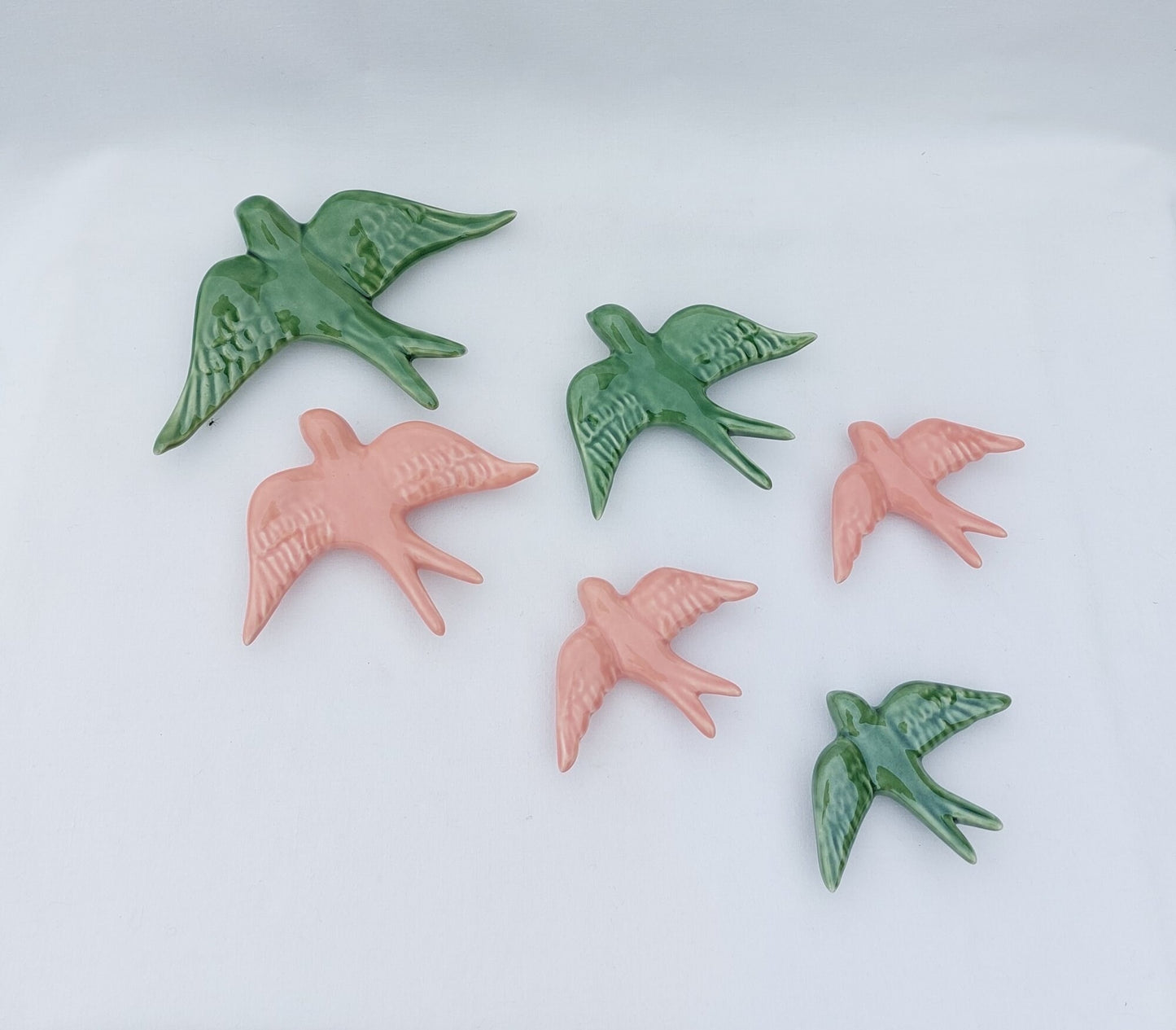 Ceramic Swallow Wall Decor Set, Hand-Painted Portuguese Birds