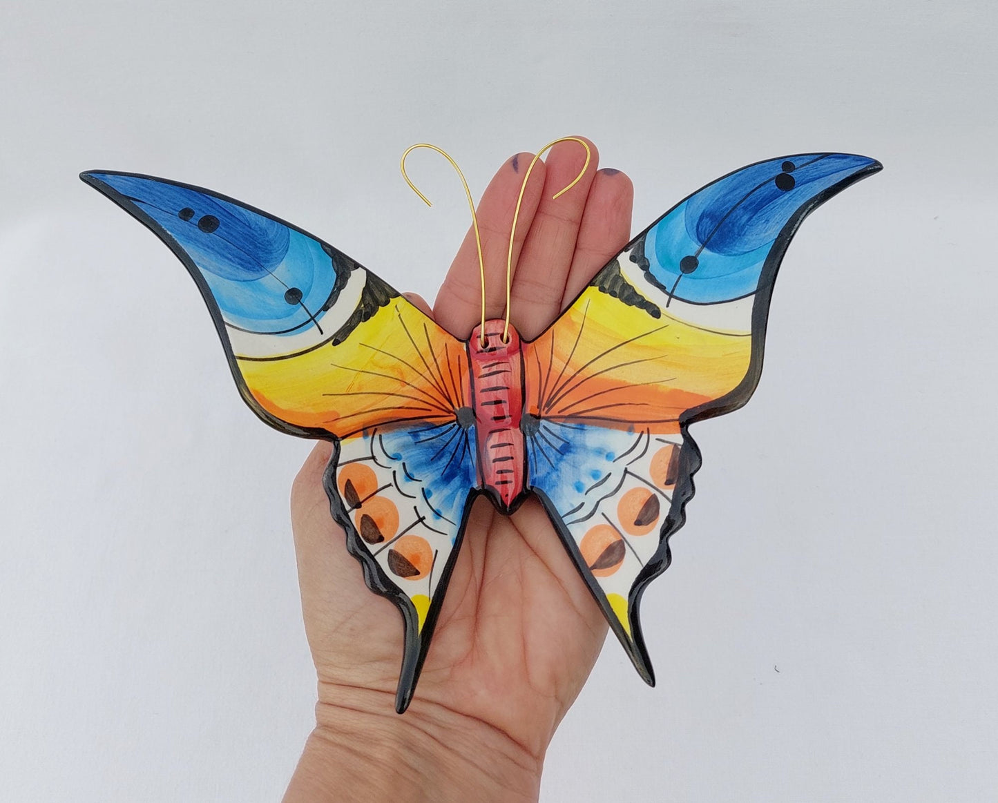 Hand-Painted Ceramic Butterfly - Portuguese Wall Decoration