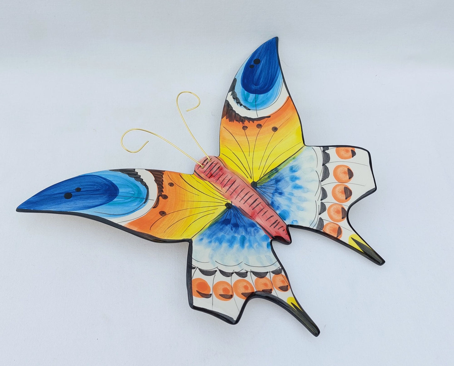 Hand-Painted Ceramic Butterfly Wall Art, Portuguese Folk Art