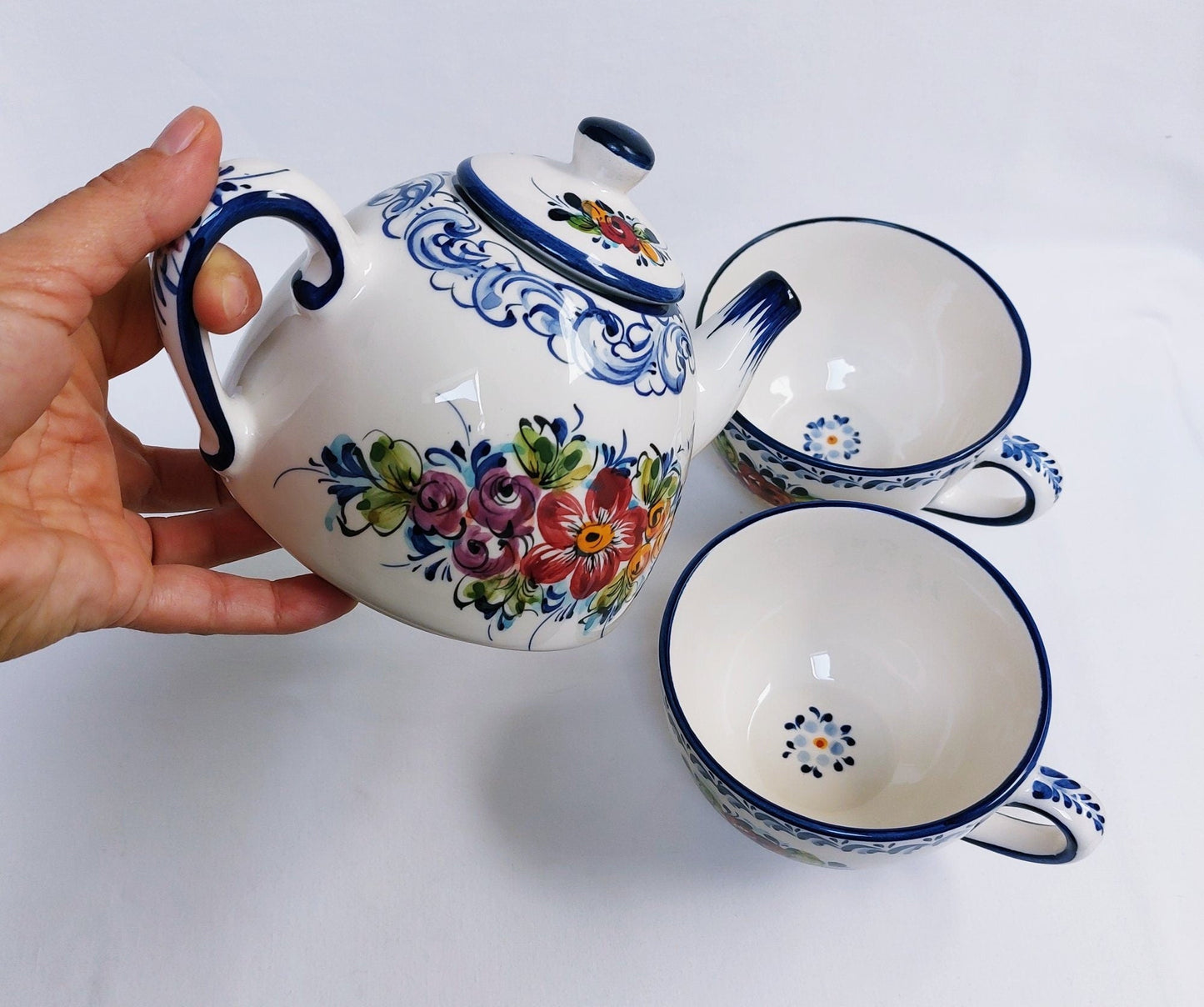 Teapot set| Ceramic Teapot set| Portuguese Ceramic Teapot| Hand Painted Ceramic Teapot| Valentines day gift| Teapot set for two