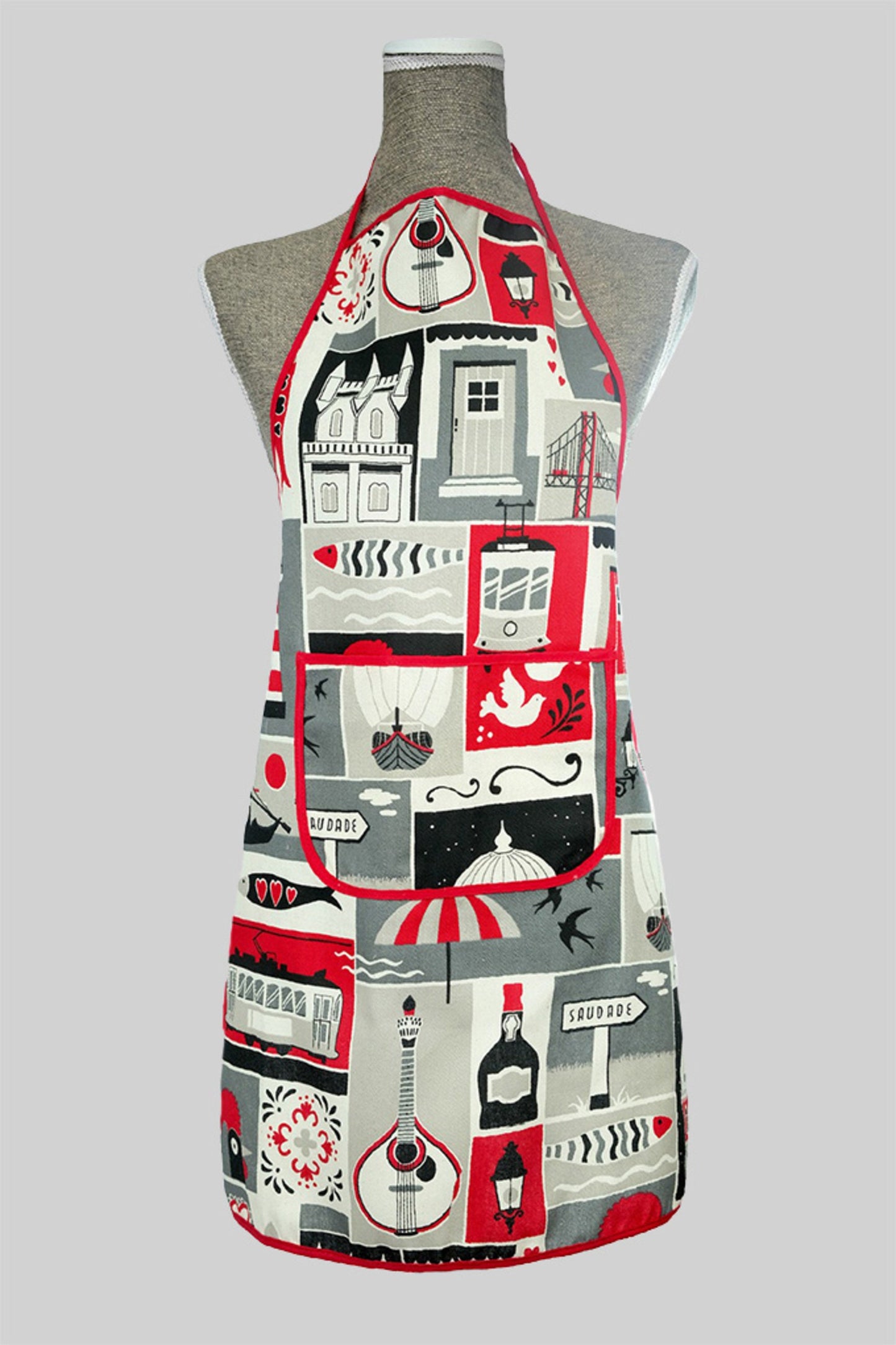 Portuguese Tile Cotton Apron, Traditional Portugal Design