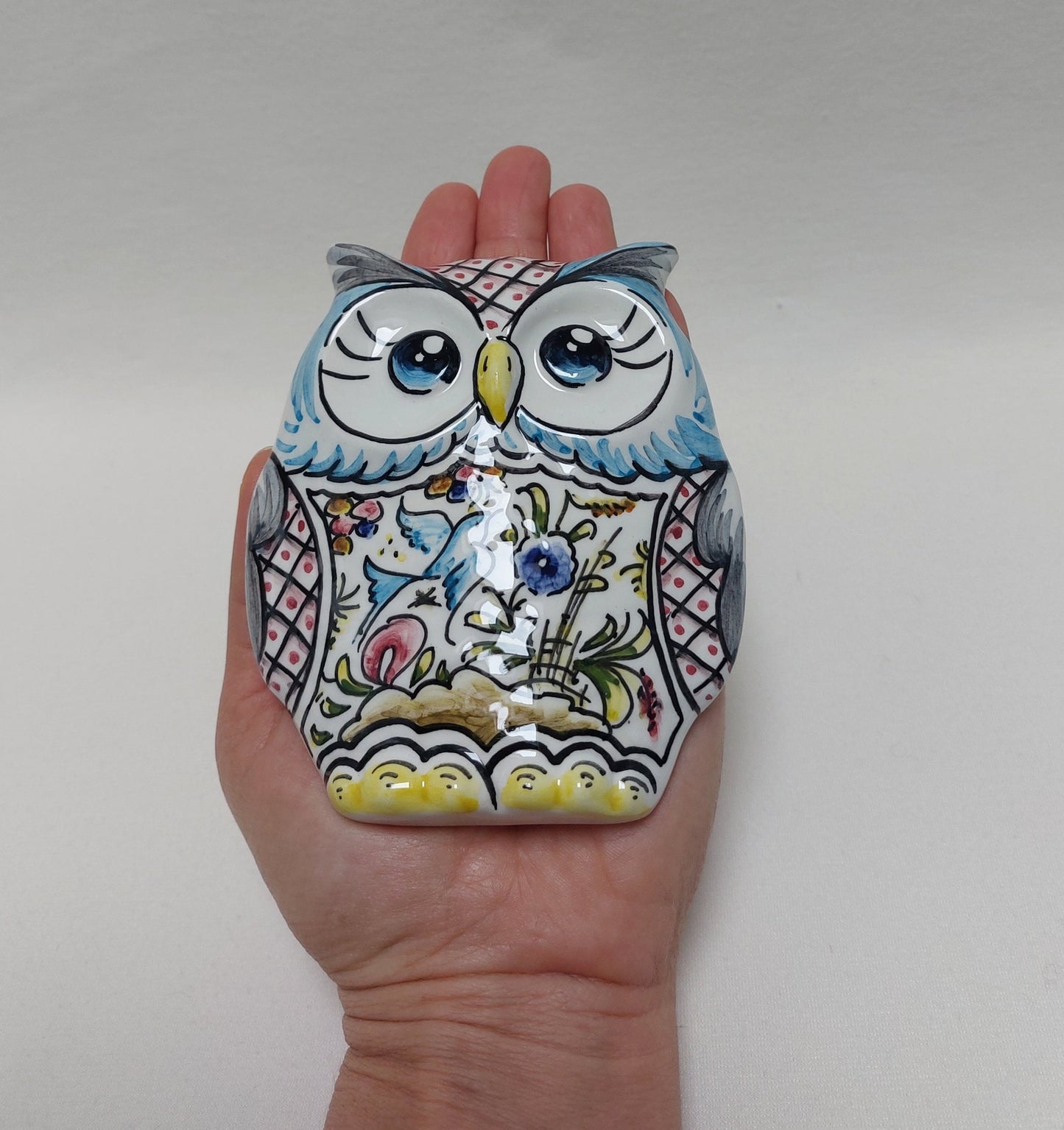 Hand-Painted Ceramic Owl, Portuguese Wall Decor