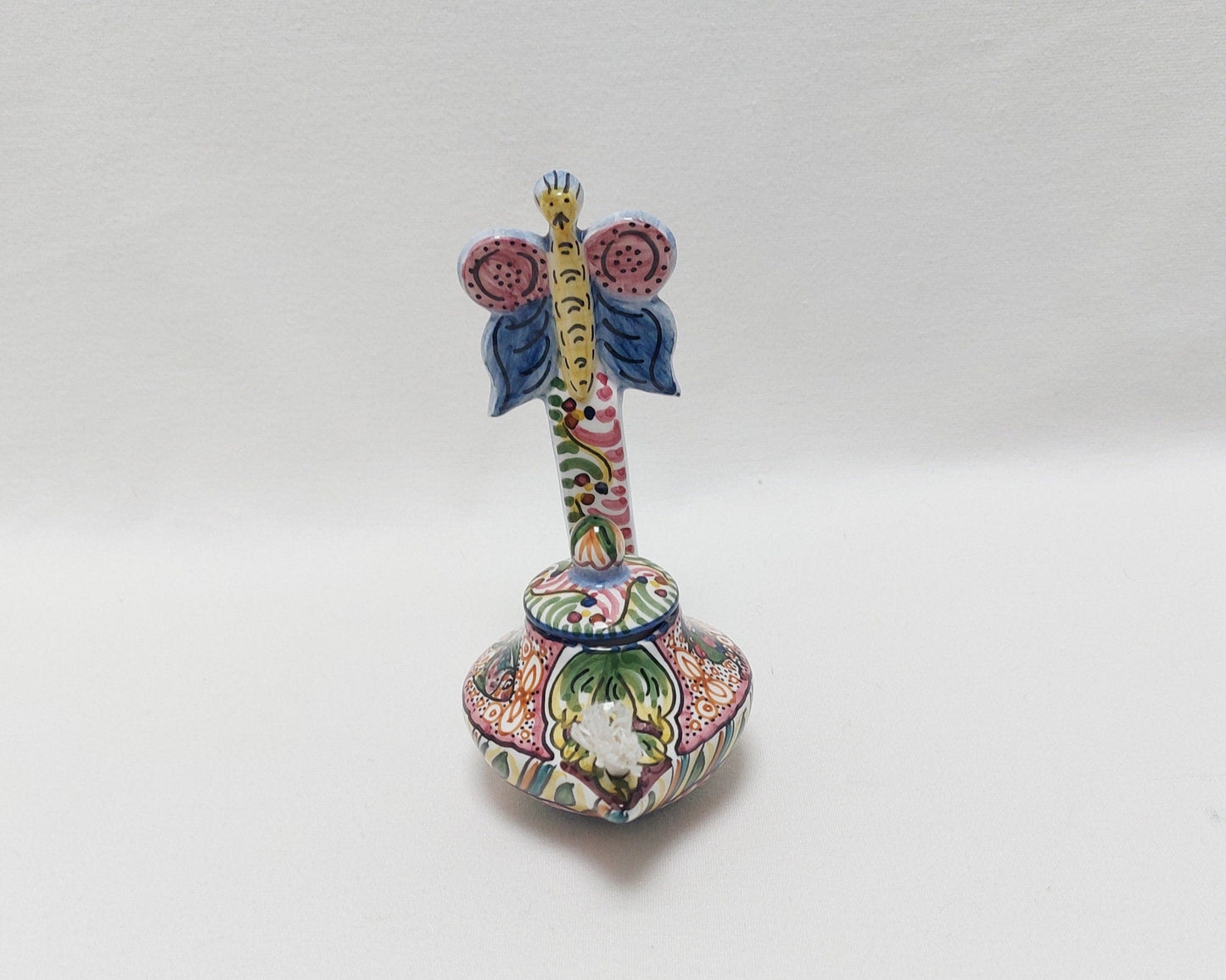 Ceramic oil lamp, Hand painted ceramic lamp, Decorative oil lamp,