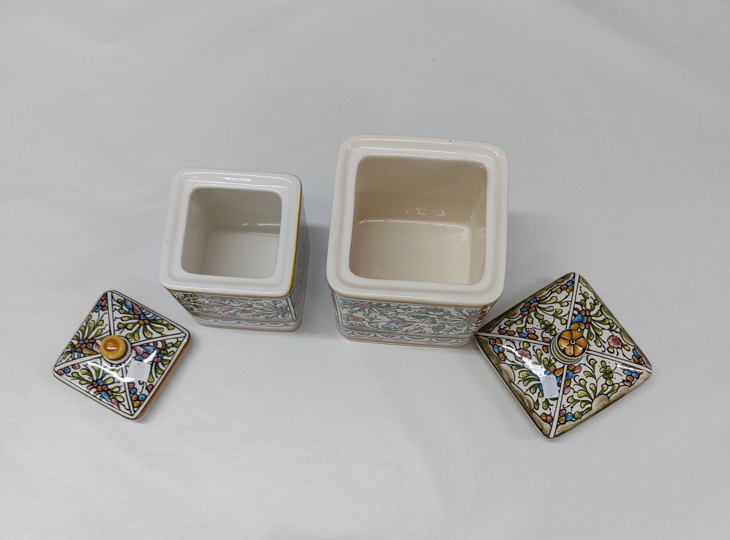 Handmade Ceramic Box with Lid, Portuguese Floral Design