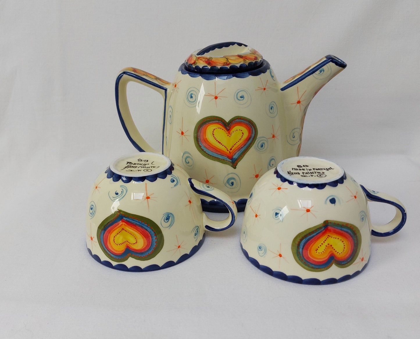 Ceramic Teapot set for two| Christmas Gift |Portuguese Ceramic Teapot| Hand Painted Ceramic Teapot| Valentines day gift| Beautiful Gifts