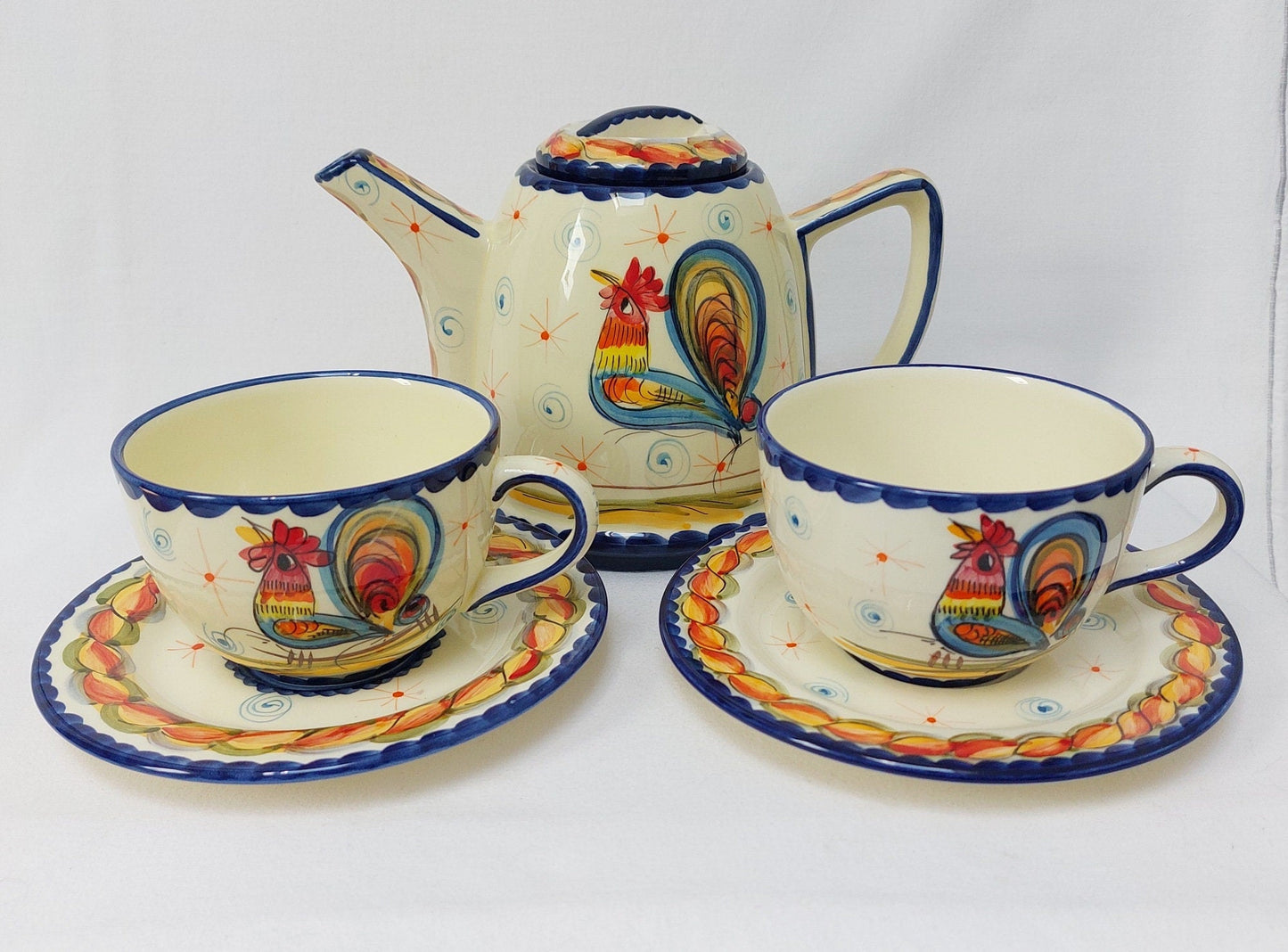 Ceramic Teapot set for two| Christmas Gift |Portuguese Ceramic Teapot| Hand Painted Ceramic Teapot| Valentines day gift| Beautiful Gifts