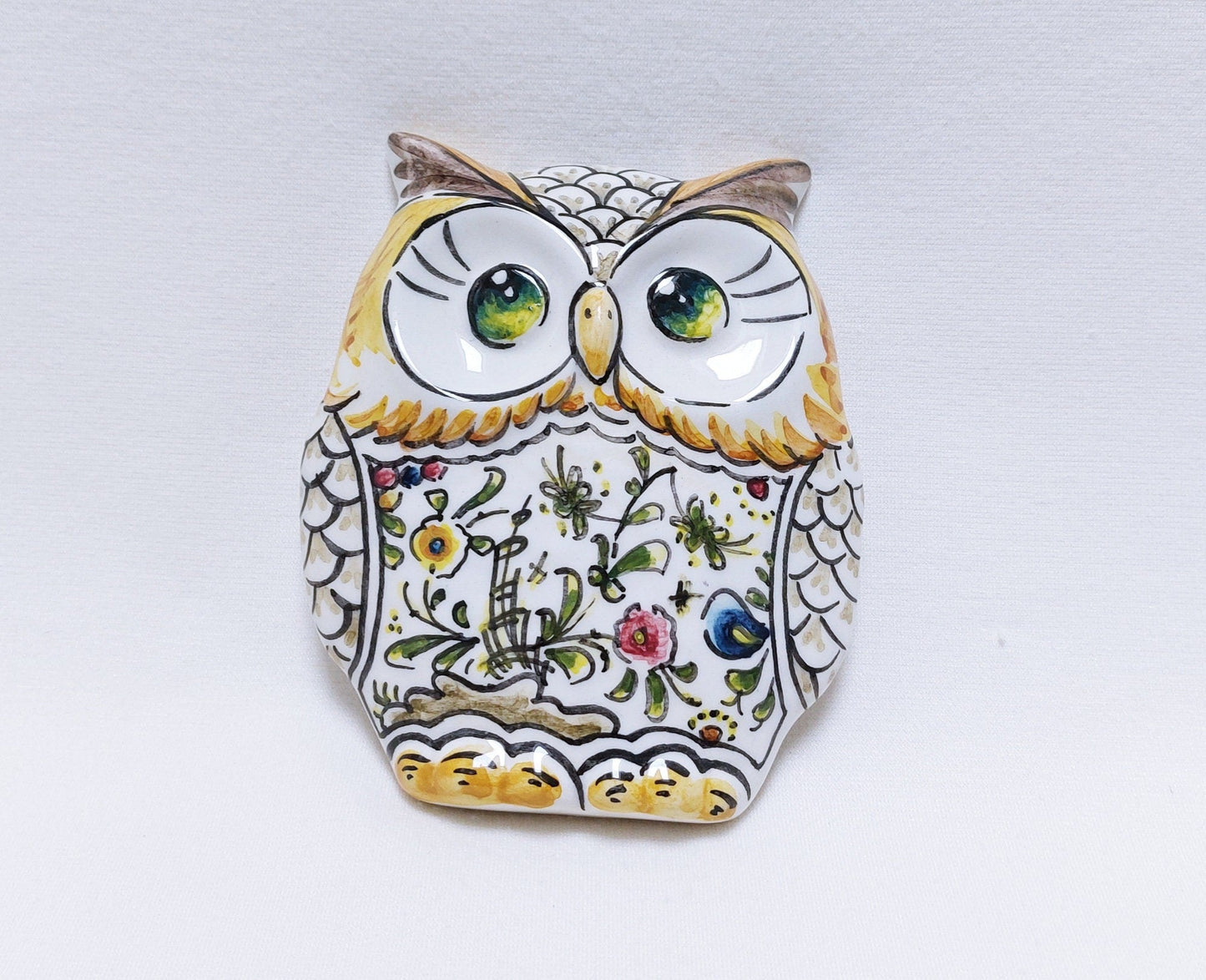 Hand-painted ceramic owl, Gifts for her or him, Wall deco, Portuguese ceramics, Hand-painted Coimbra Ceramics, Owl Statue, Birthday gift