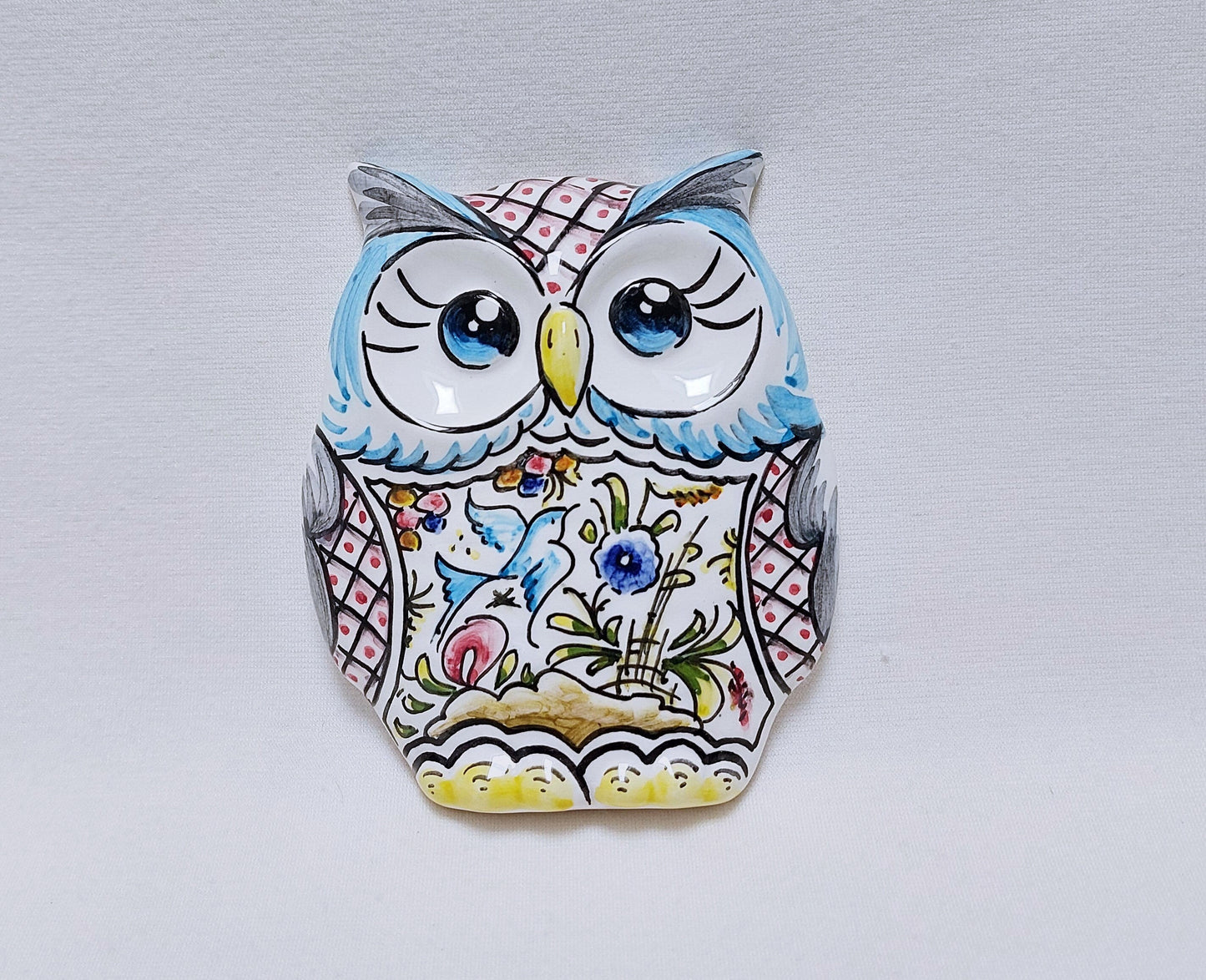 Hand-painted ceramic owl, Gifts for her or him, Wall deco, Portuguese ceramics, Hand-painted Coimbra Ceramics, Owl Statue, Birthday gift