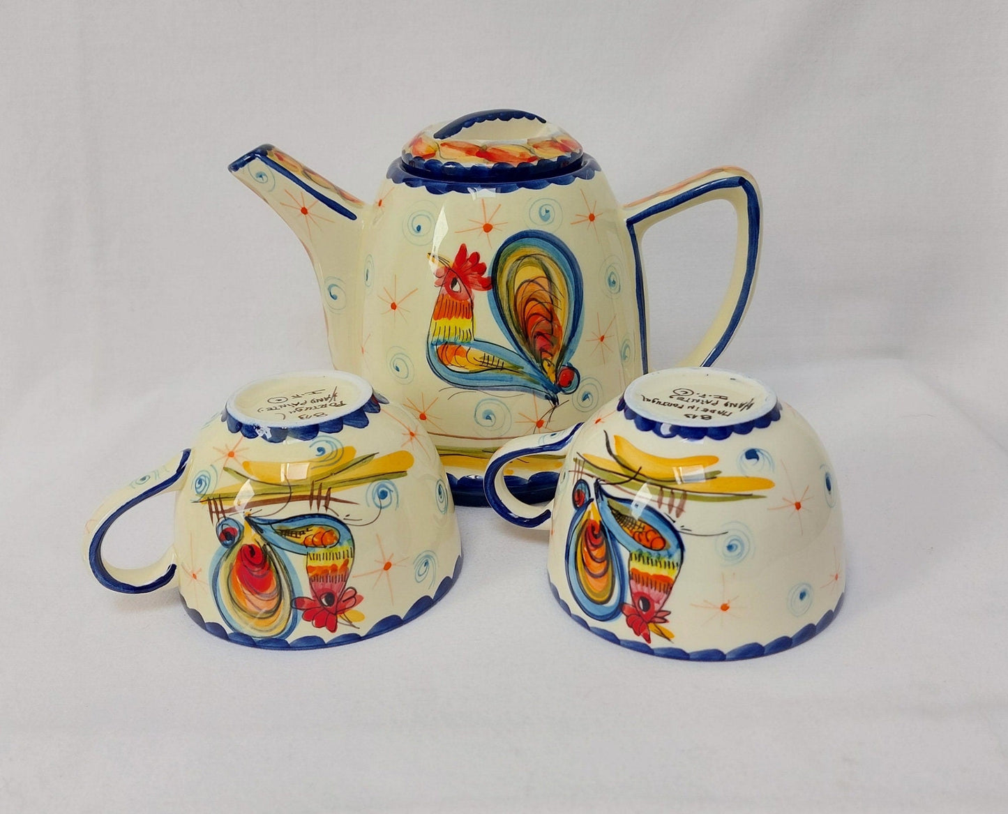 Ceramic Teapot set for two| Christmas Gift |Portuguese Ceramic Teapot| Hand Painted Ceramic Teapot| Valentines day gift| Beautiful Gifts