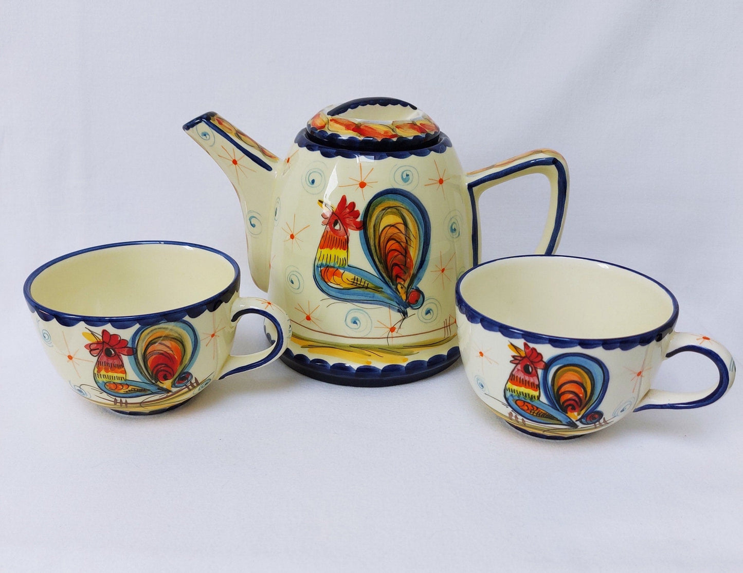 Ceramic Teapot set for two| Christmas Gift |Portuguese Ceramic Teapot| Hand Painted Ceramic Teapot| Valentines day gift| Beautiful Gifts
