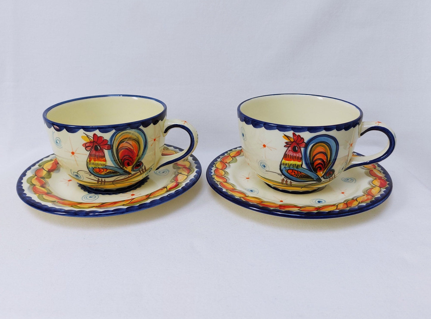 Hand-Painted Ceramic Teapot Set for Two, Portuguese Design