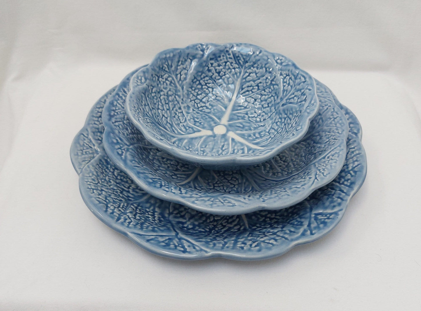 Set x6 Ceramic Plates, Ceramic Cabbage leaf design, Handmade Porttery, Ceramic plate set for 6, Wedding Gift