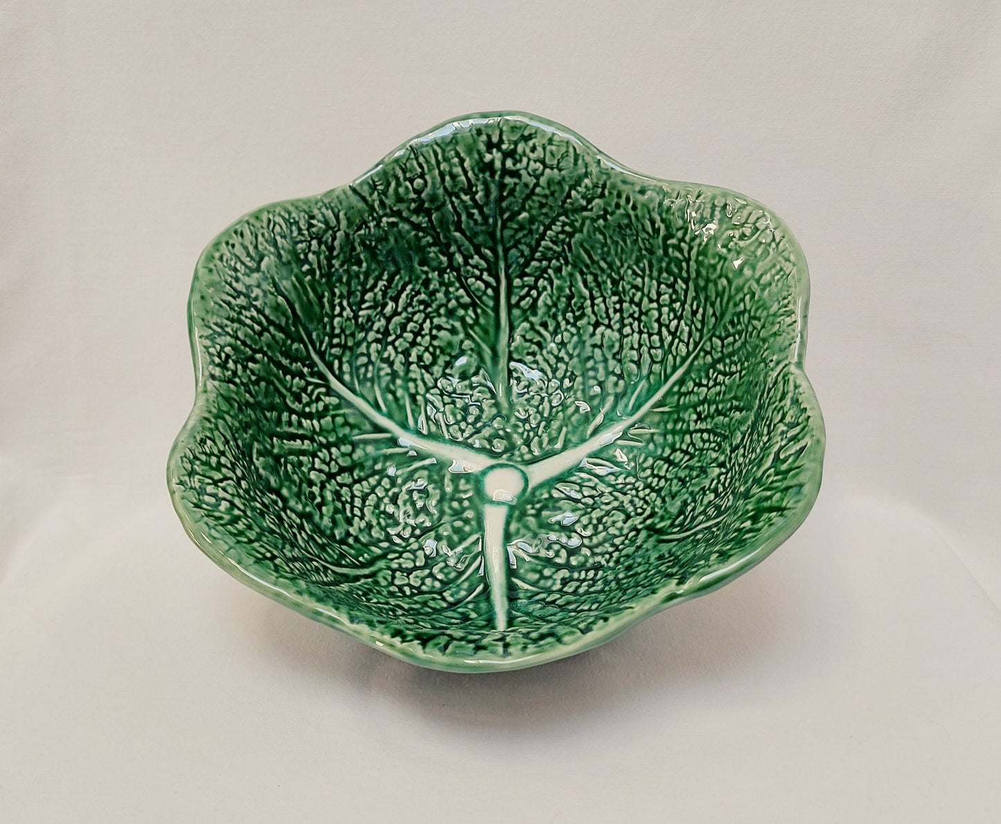 Hand Painted Ceramic Cabbage Leaf Salad Bowl, Wedding Gift