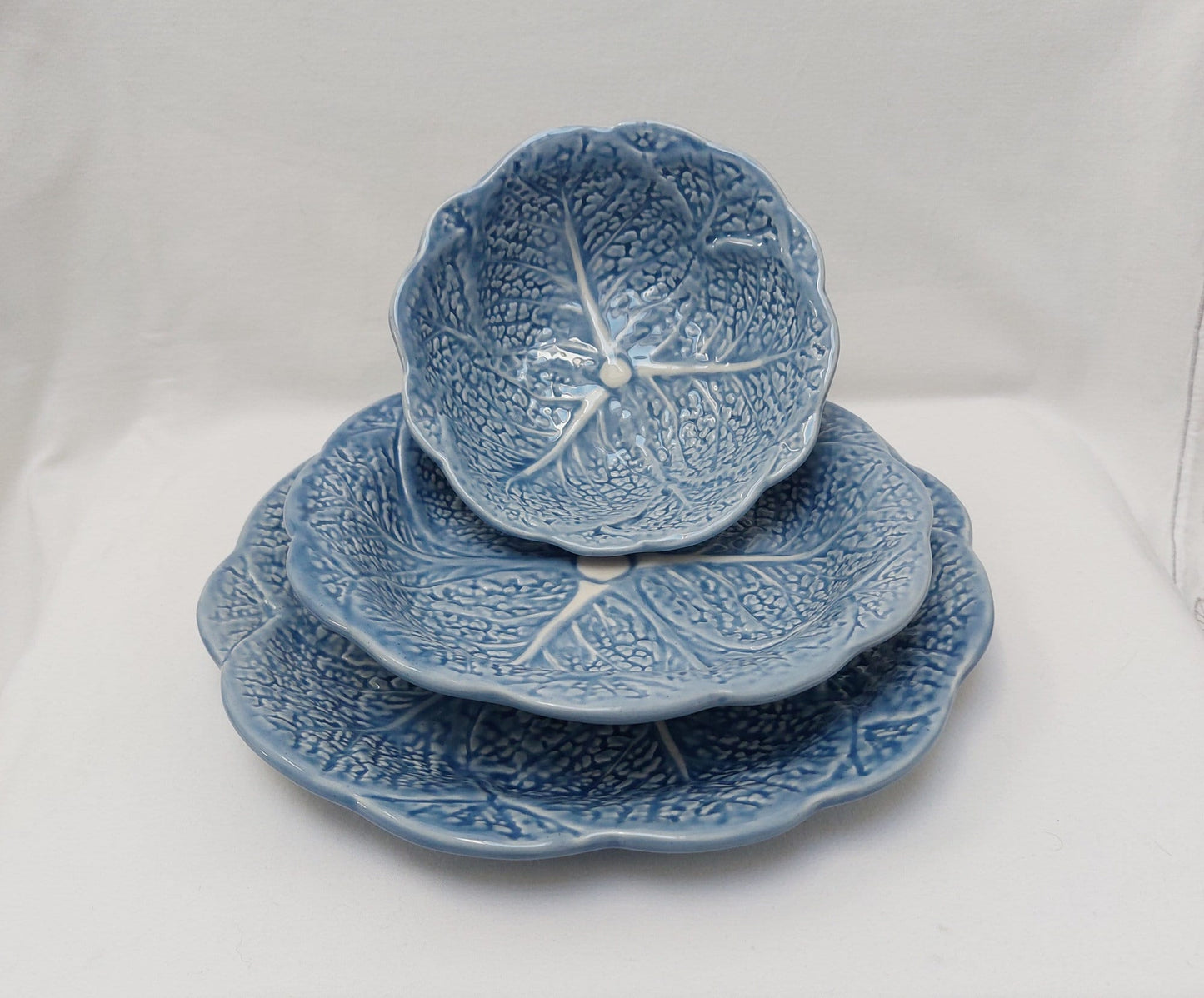 Set x6 Ceramic Plates, Ceramic Cabbage leaf design, Handmade Porttery, Ceramic plate set for 6, Wedding Gift