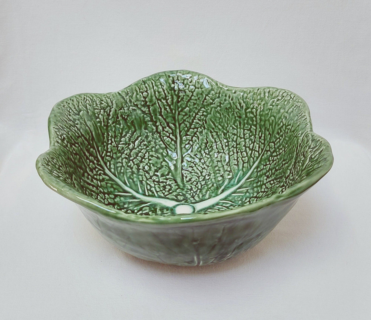 Cabbage salad bowl, Ceramic Cabbage leaf design, Large ceramic salad bowl, wedding gift