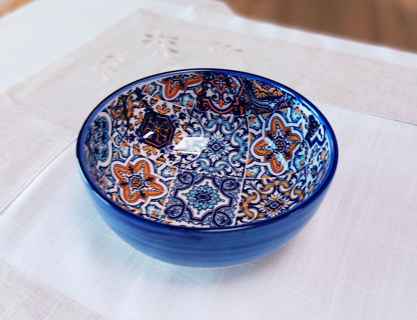 Ceramic Tile Set for 2 Bowls, Valentines day gift, Bowl for soup, Bowl for Cereal, Ceramic Bowls set, Portuguese Ceramic Tile Bowls