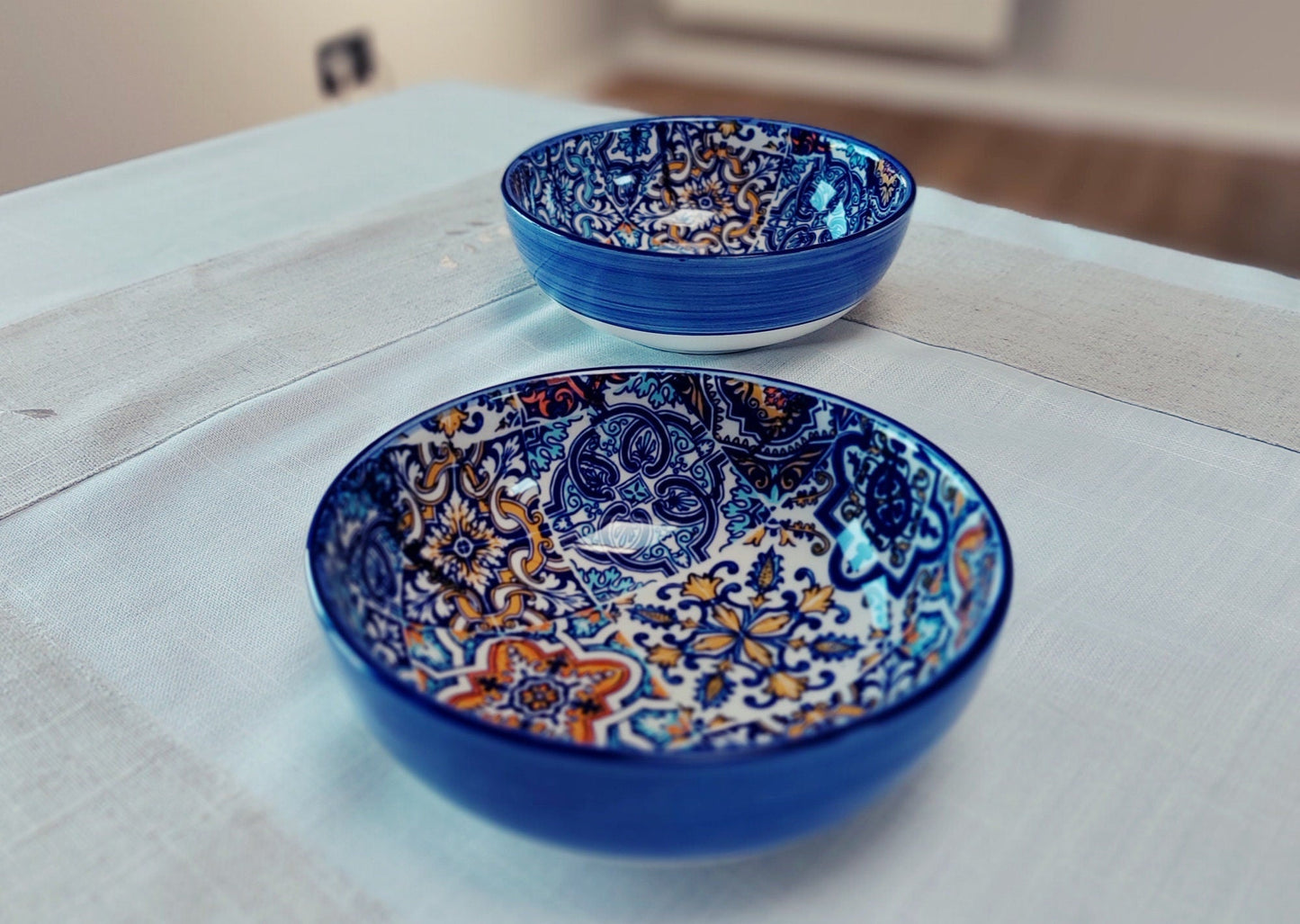 Ceramic Tile Set for 2 Bowls, Valentines day gift, Bowl for soup, Bowl for Cereal, Ceramic Bowls set, Portuguese Ceramic Tile Bowls
