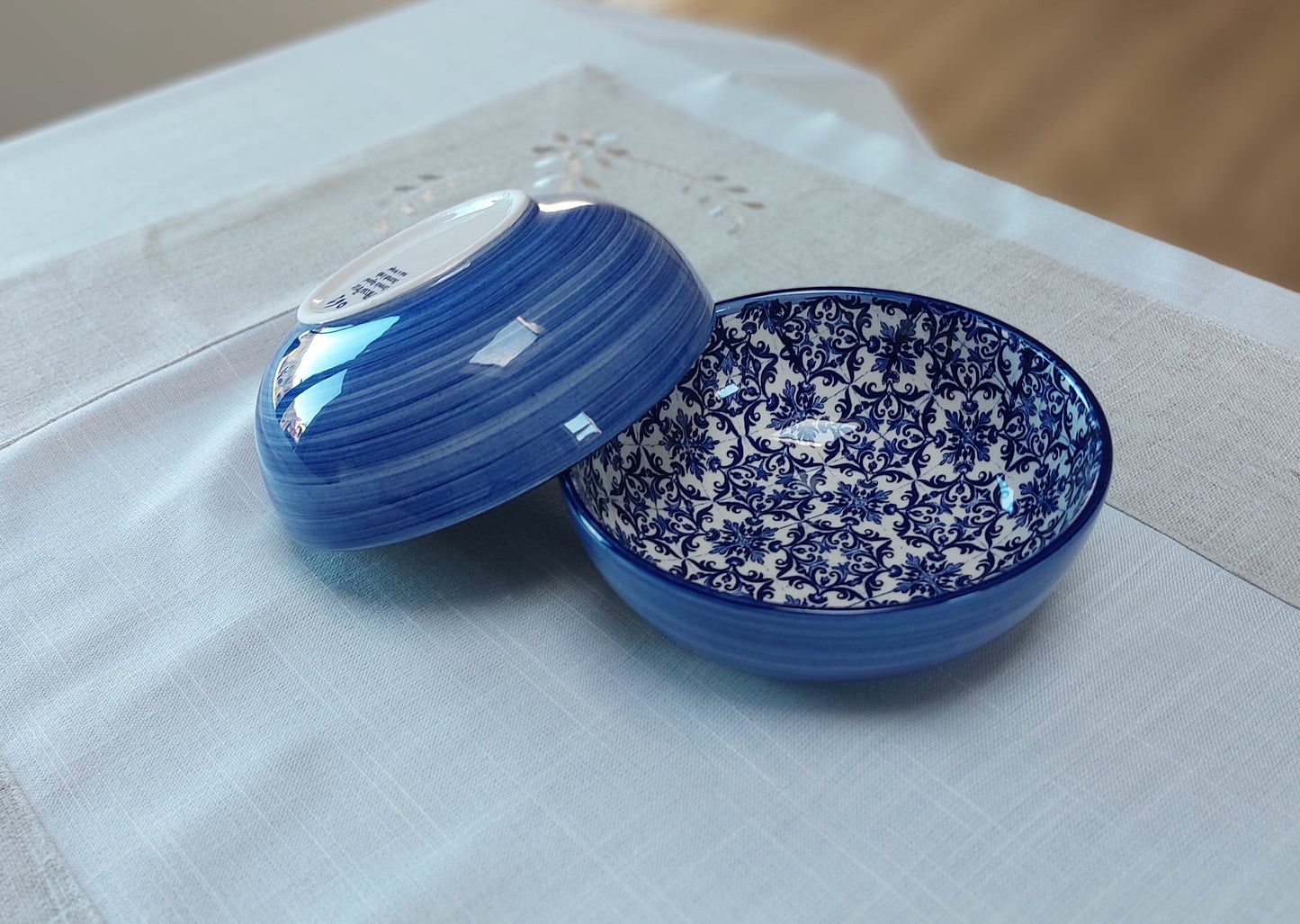 Ceramic Tile Set for 2 Bowls, Valentines day gift, Bowl for soup, Bowl for Cereal, Ceramic Bowls set, Portuguese Ceramic Tile Bowls