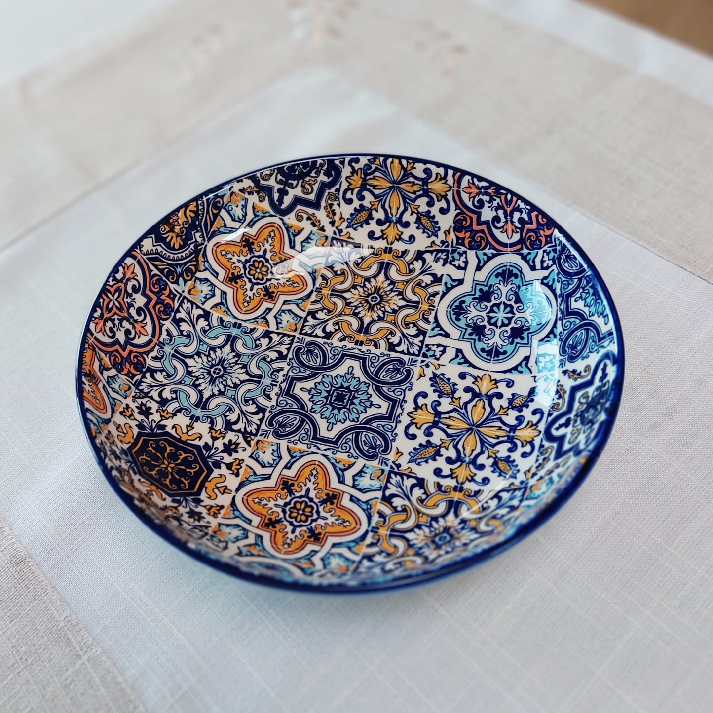 Pasta bowl Set for 2, Pasta plate, Ceramic Tile plate handmade pottery, Ceramic pasta bowl, Portuguese ceramic tiles