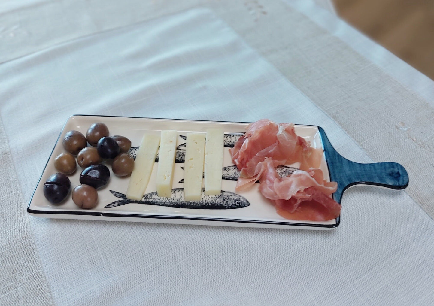 Appetizer Ceramic Tray | Portugueses Sardines Appetizer Table| Serving Tray | Rectangular Tray | Portuguese Dinnerware |