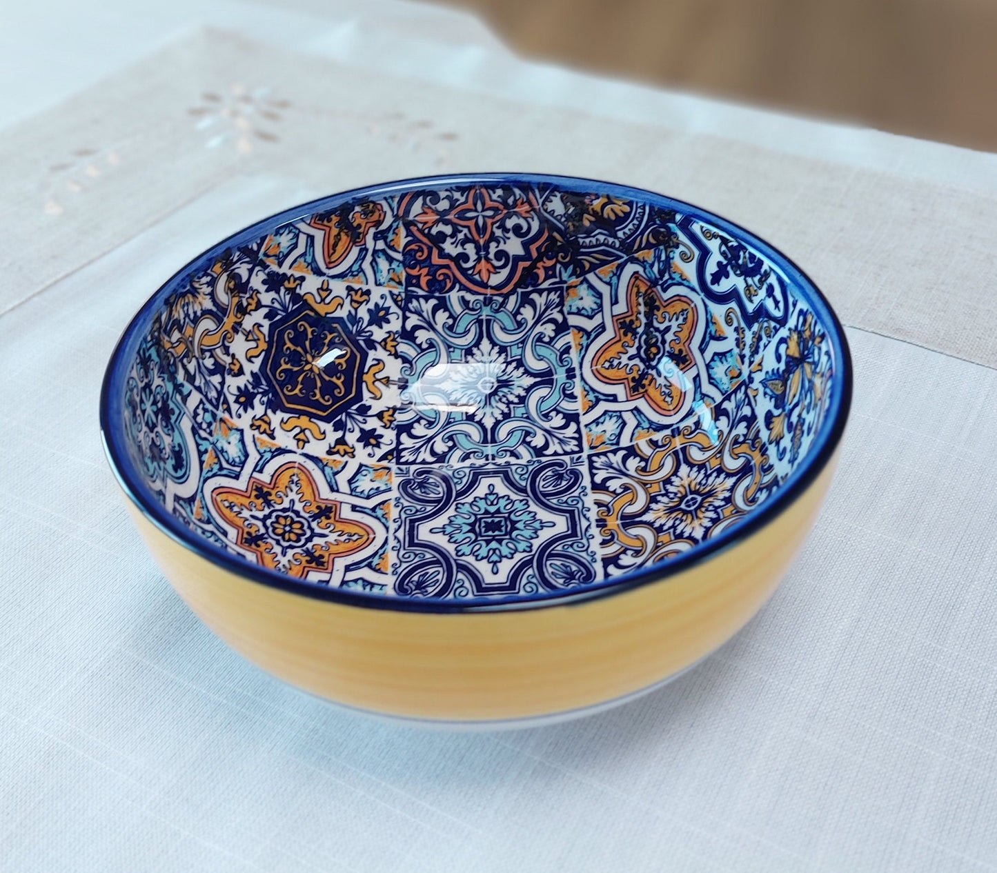 Portuguese Tile Ceramic Bowls, Set of 2, Hand-Painted