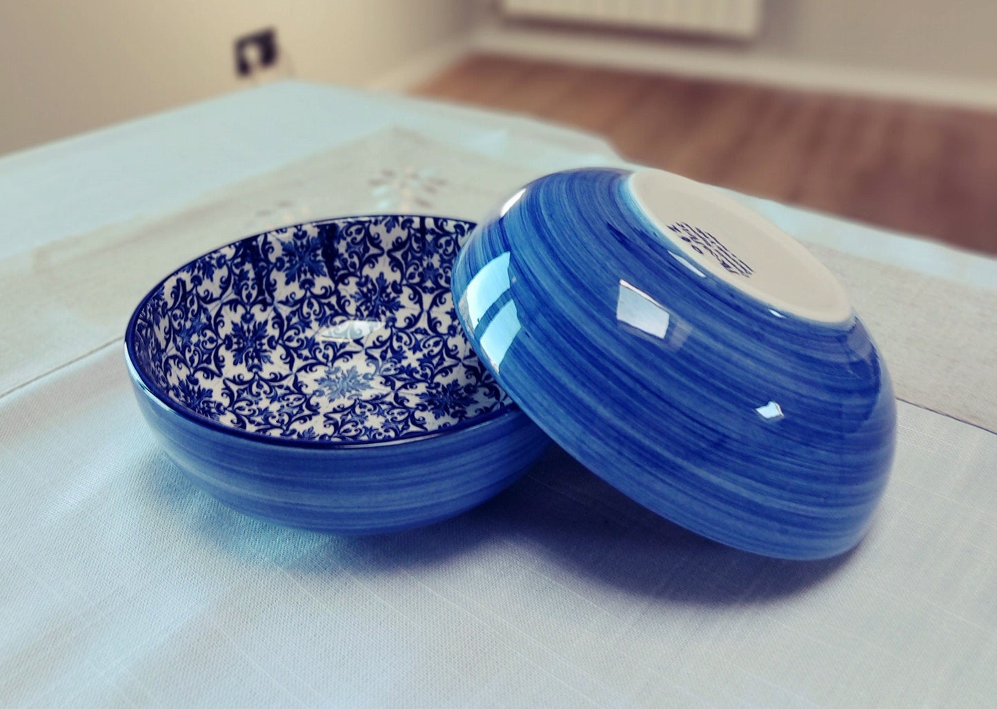 Ceramic Tile Set for 2 Bowls, Valentines day gift, Bowl for soup, Bowl for Cereal, Ceramic Bowls set, Portuguese Ceramic Tile Bowls