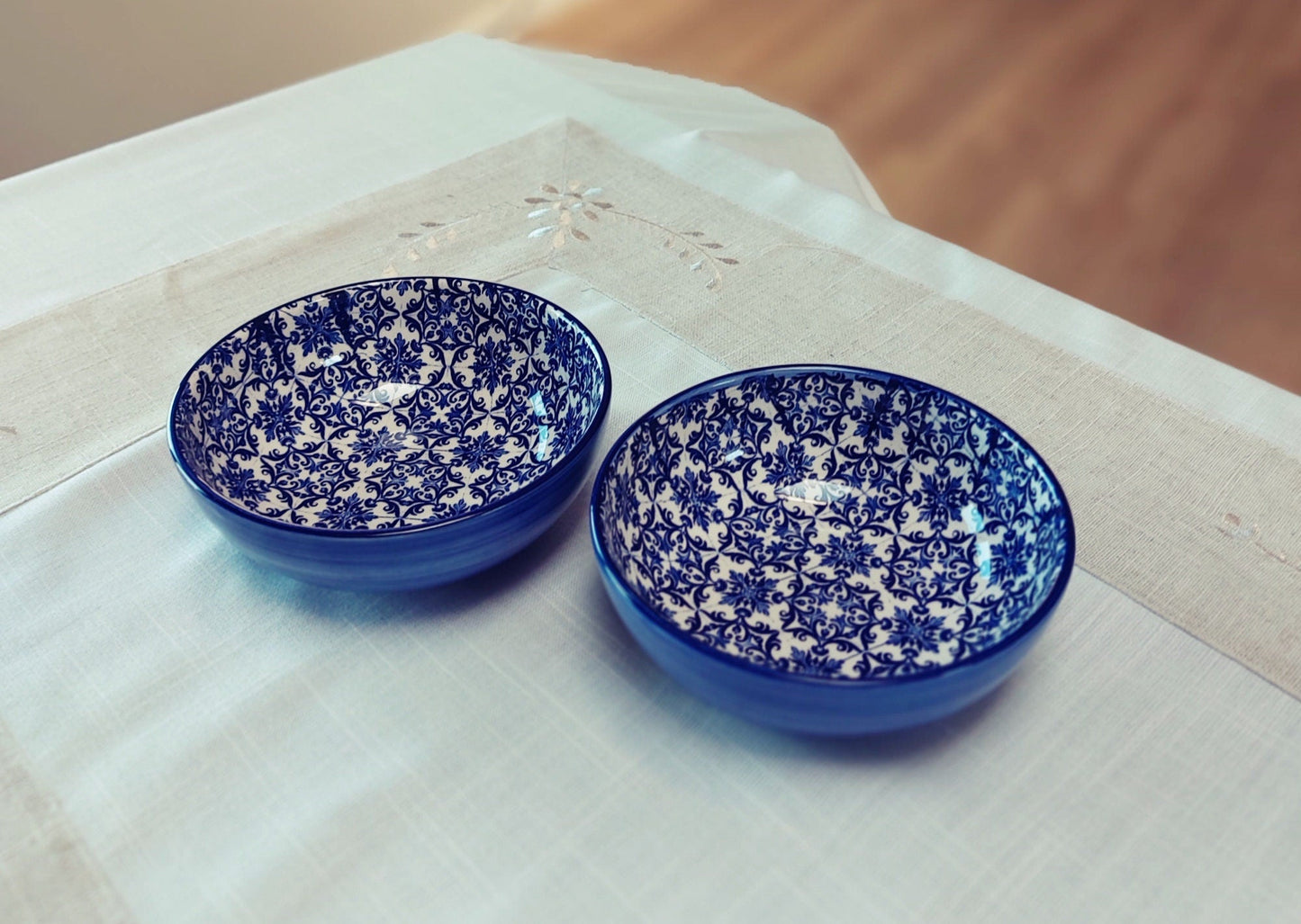 Ceramic Tile Set for 2 Bowls, Valentines day gift, Bowl for soup, Bowl for Cereal, Ceramic Bowls set, Portuguese Ceramic Tile Bowls