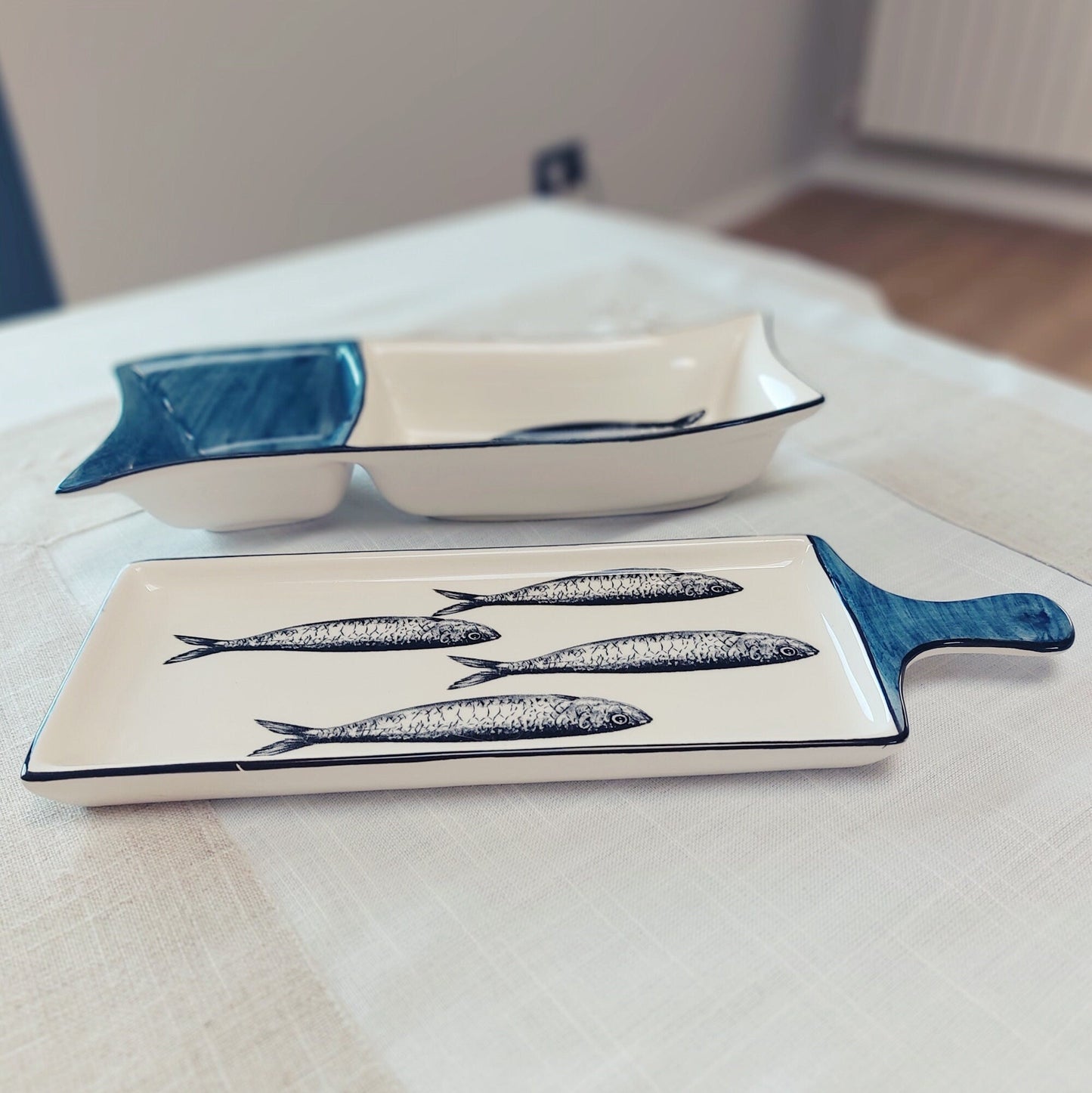 Portuguese ceramic sardines appetizer tray, Gift for chefs, Ceramic of Portuguese Sardines, Snack Tray, gifts, appetizer trays