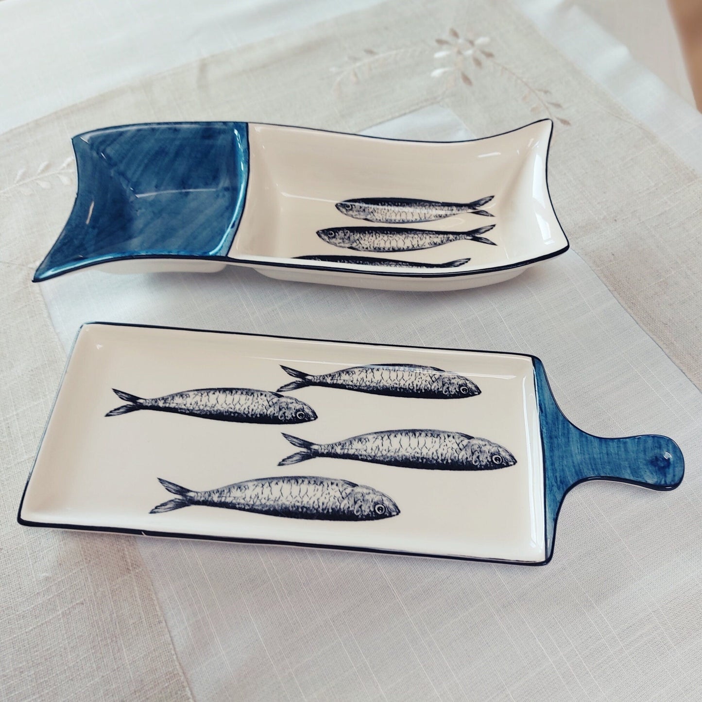 Portuguese ceramic sardines appetizer tray, Gift for chefs, Ceramic of Portuguese Sardines, Snack Tray, gifts, appetizer trays