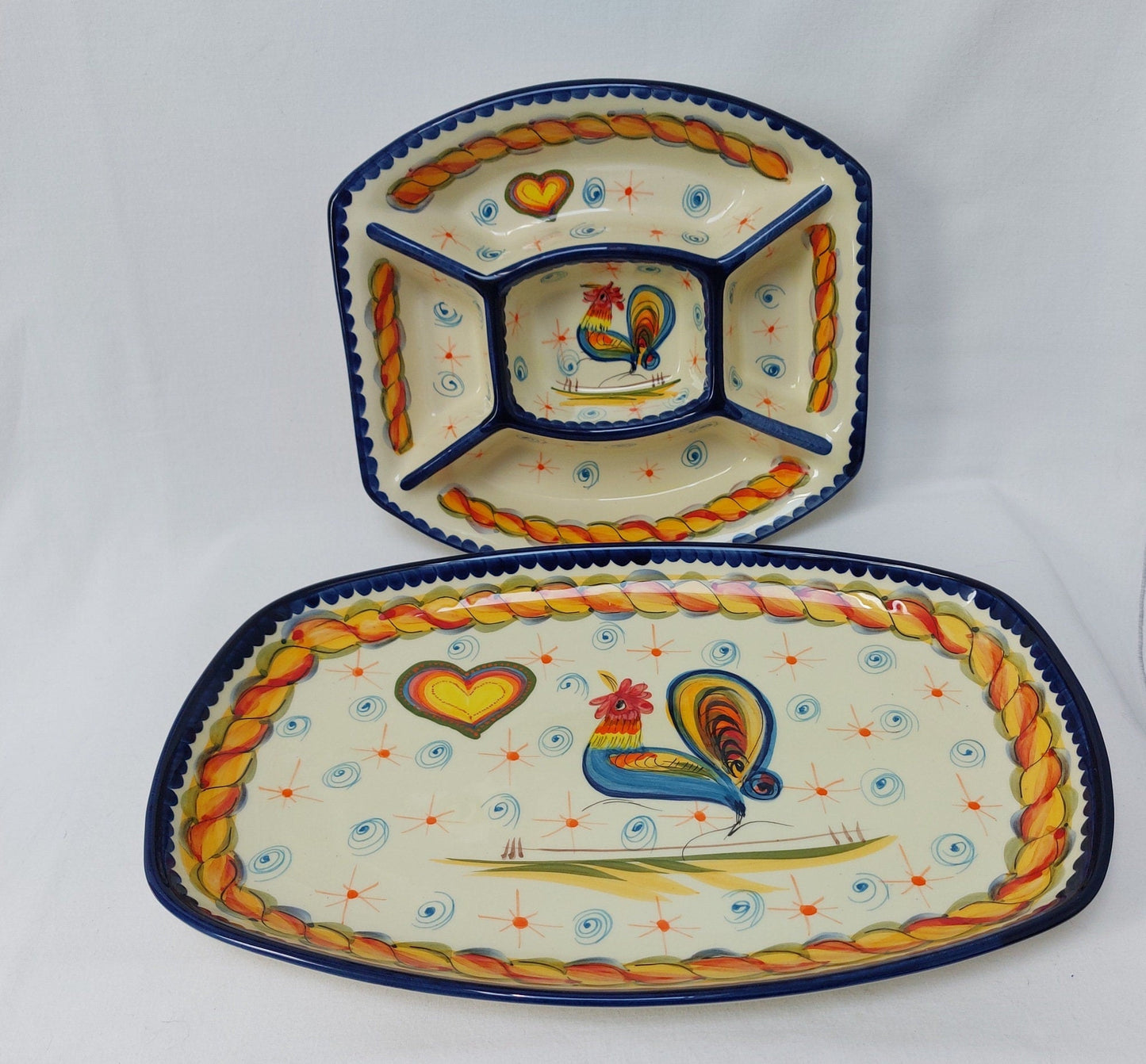 Portuguese ceramic set x2, Kitchen ceramic set, hand painted Portuguese ceramic, Gift for chefs, Ceramic Tableware